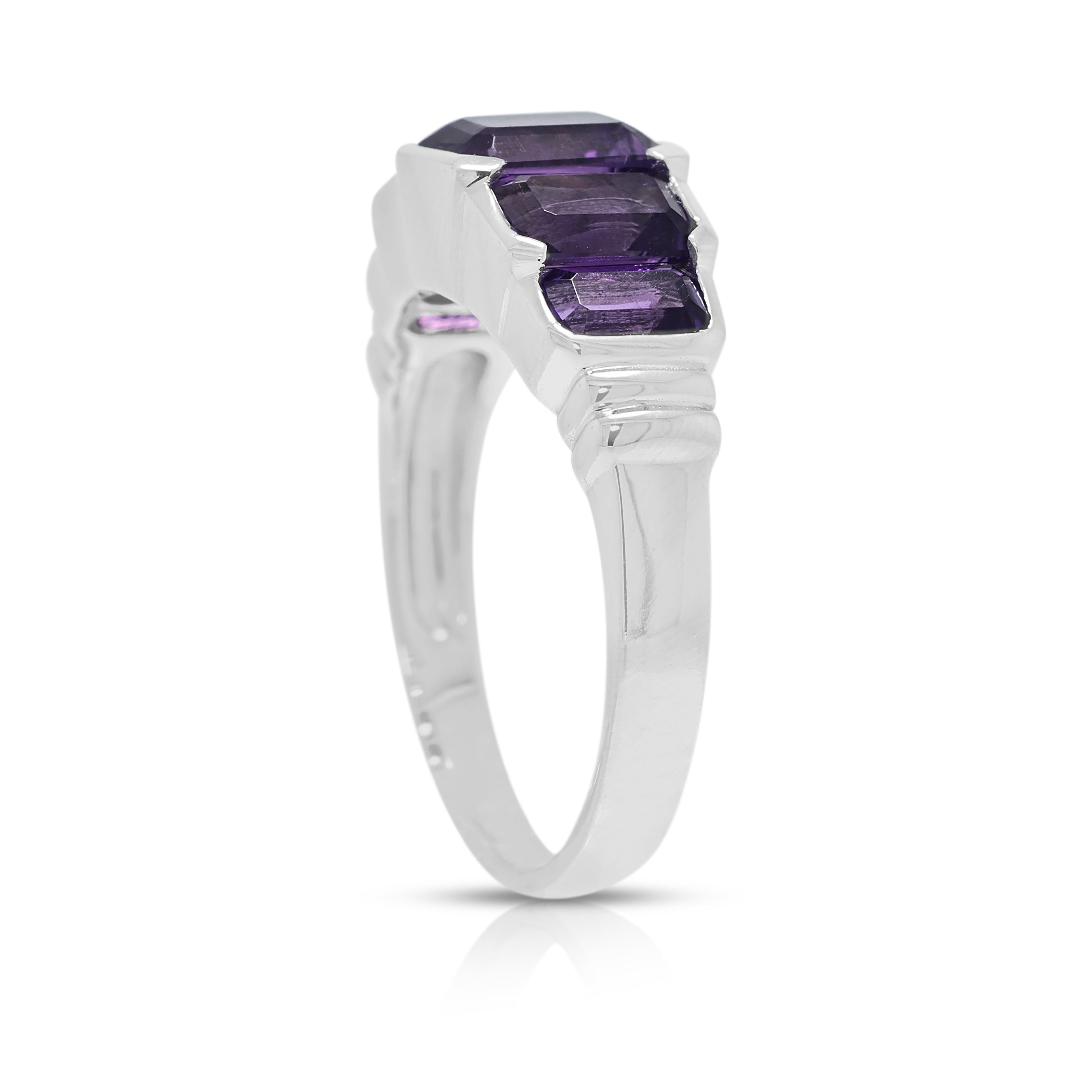 Regal 2.60ct Purple Amethyst Five-Stone Graduated Ring in 14K White Gold