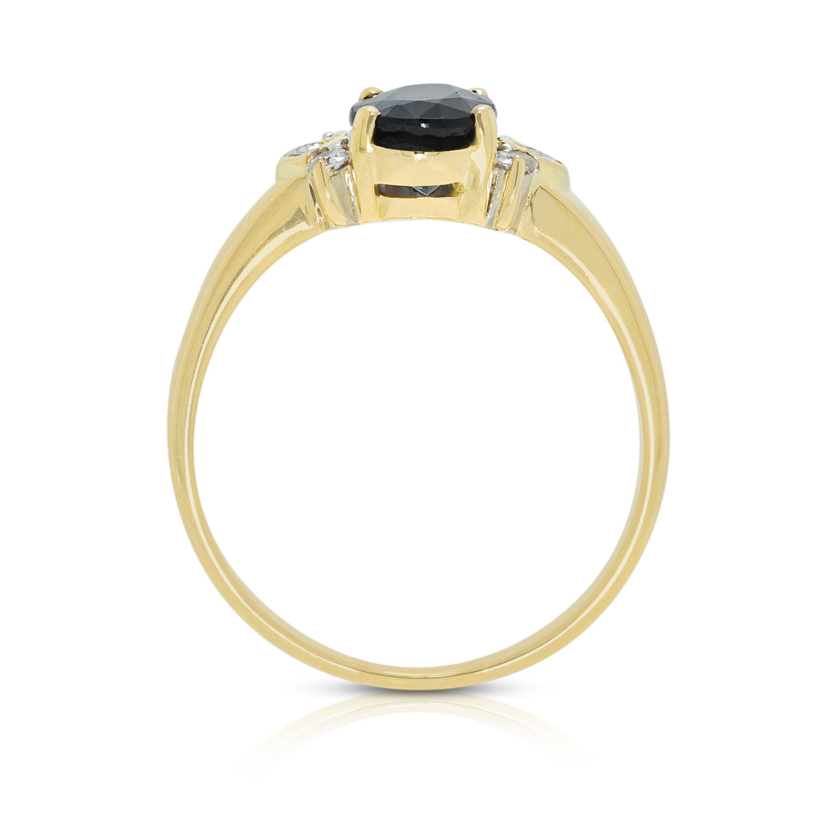 Classic 1.69ct Blue Sapphire and 0.17ct Natural Diamond Ring in 18K Yellow Gold