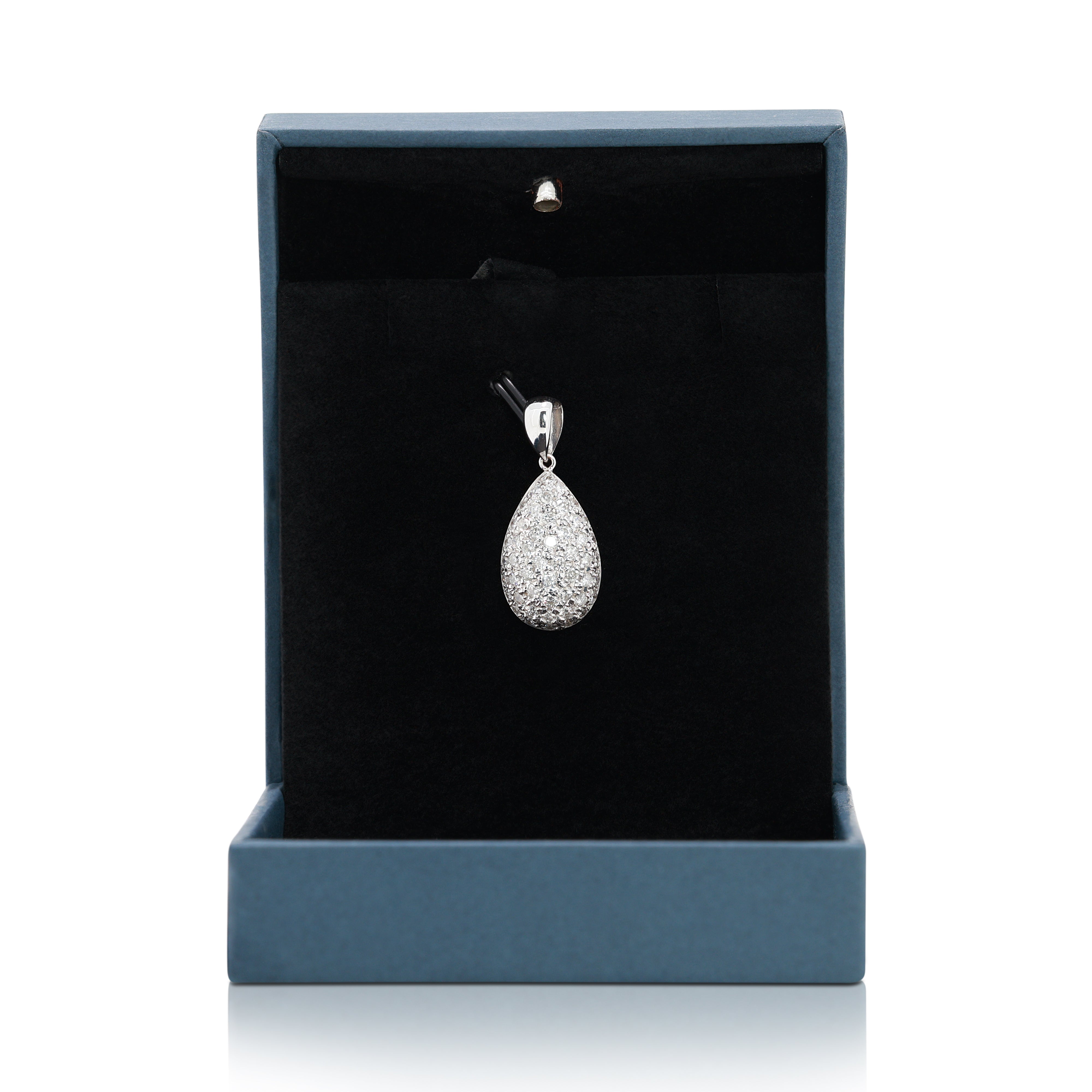 Gorgeous 1 Carat Natural Diamond Pendant in 18K White Gold