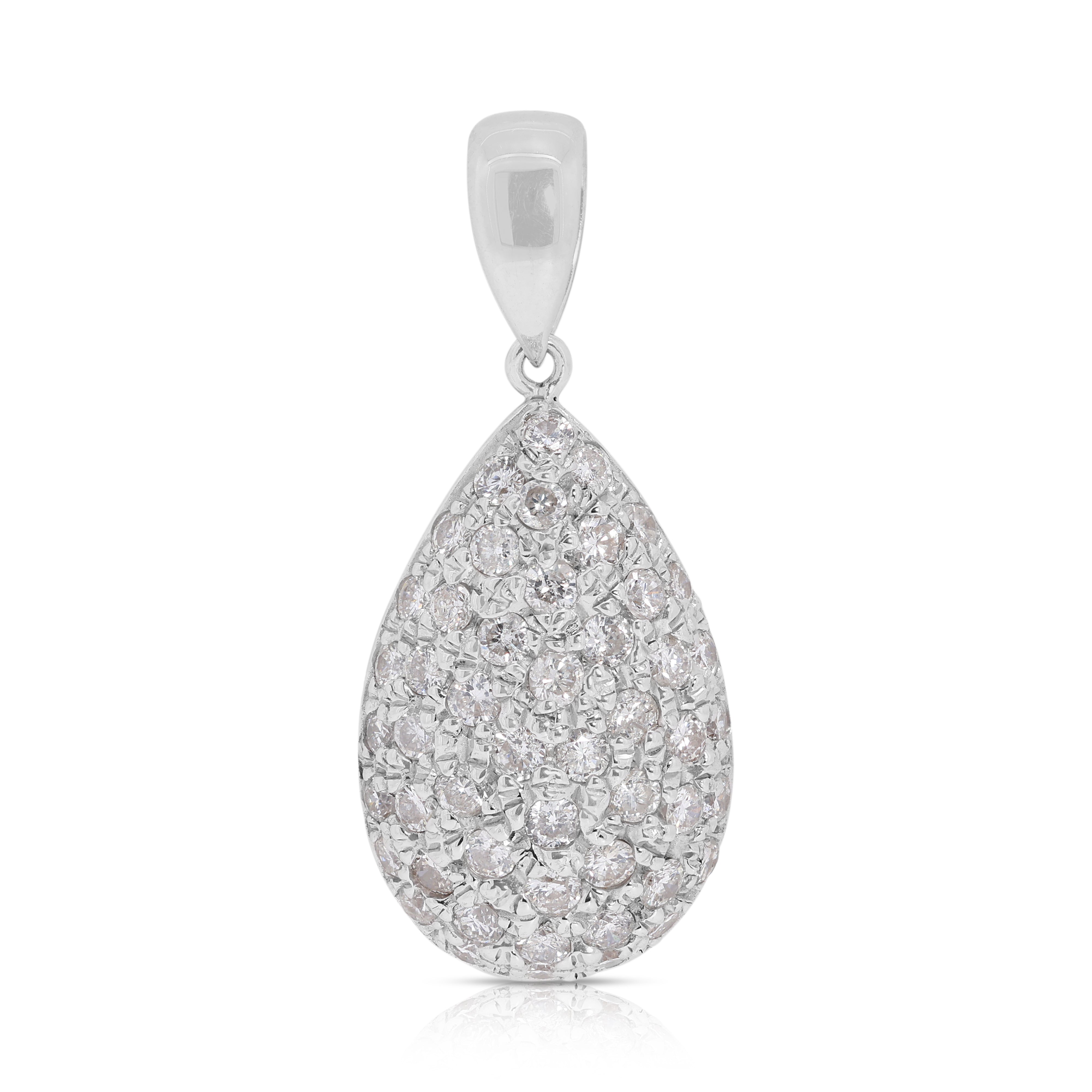 Gorgeous 1 Carat Natural Diamond Pendant in 18K White Gold