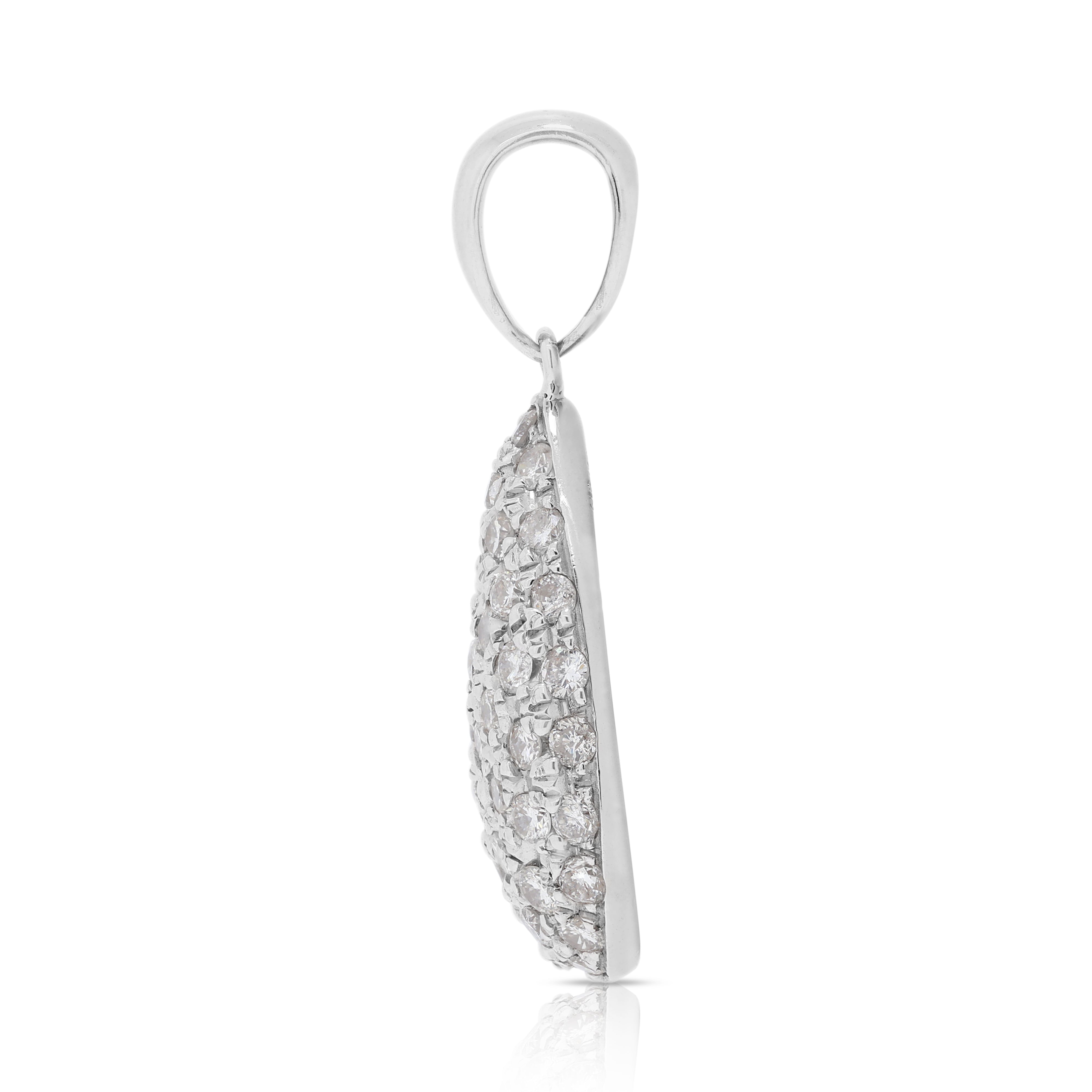 Gorgeous 1 Carat Natural Diamond Pendant in 18K White Gold