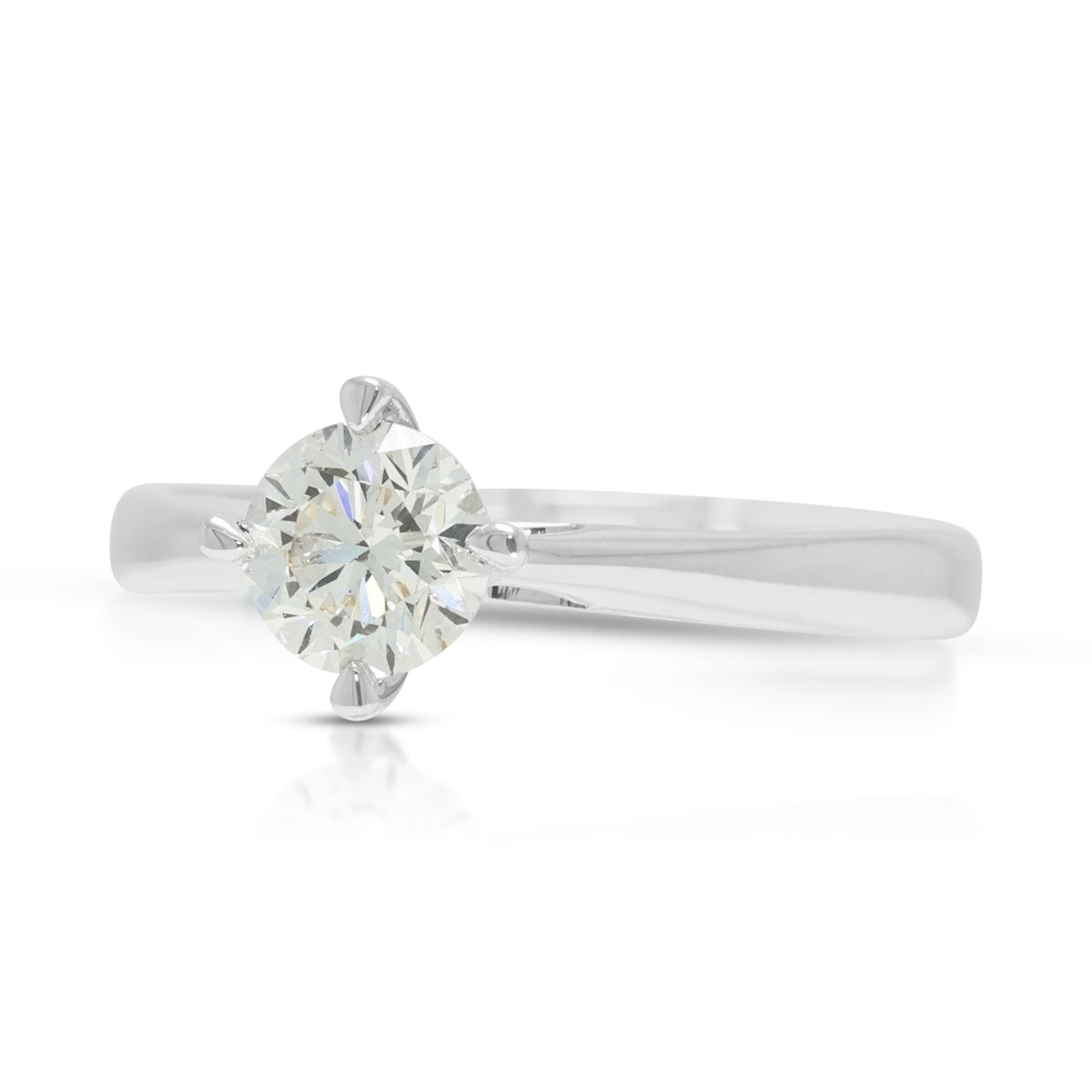 Elegant Mayson Jewellery 0.61ct Natural Diamond Cathedral Solitaire Ring in 18K White Gold with SIG Certificate
