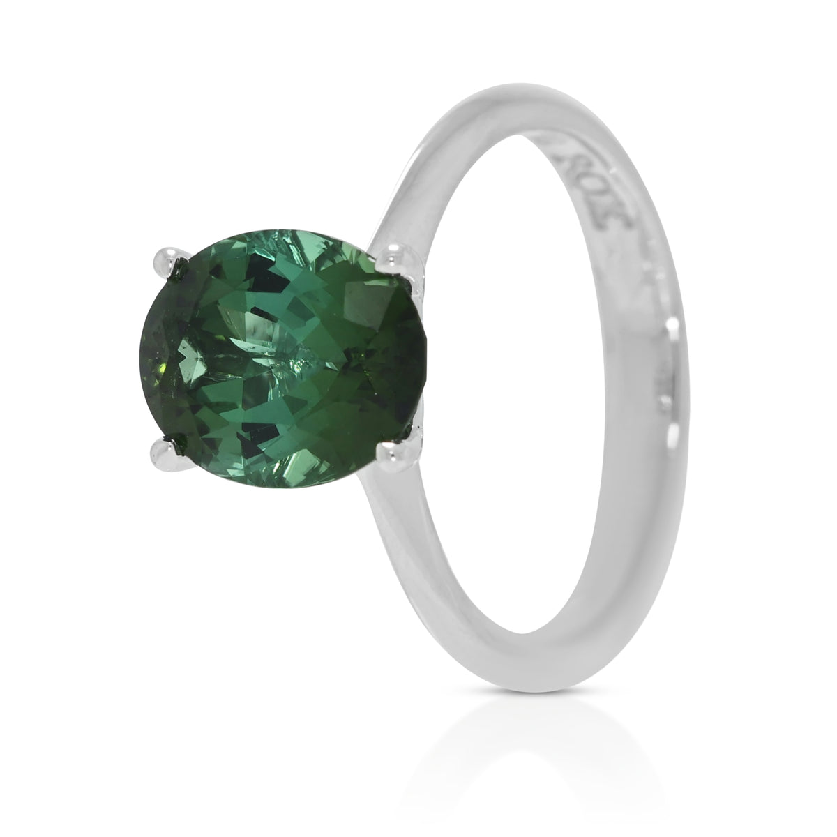 Verdant 3.17ct Green Tourmaline Solitaire Ring in 18K White Gold