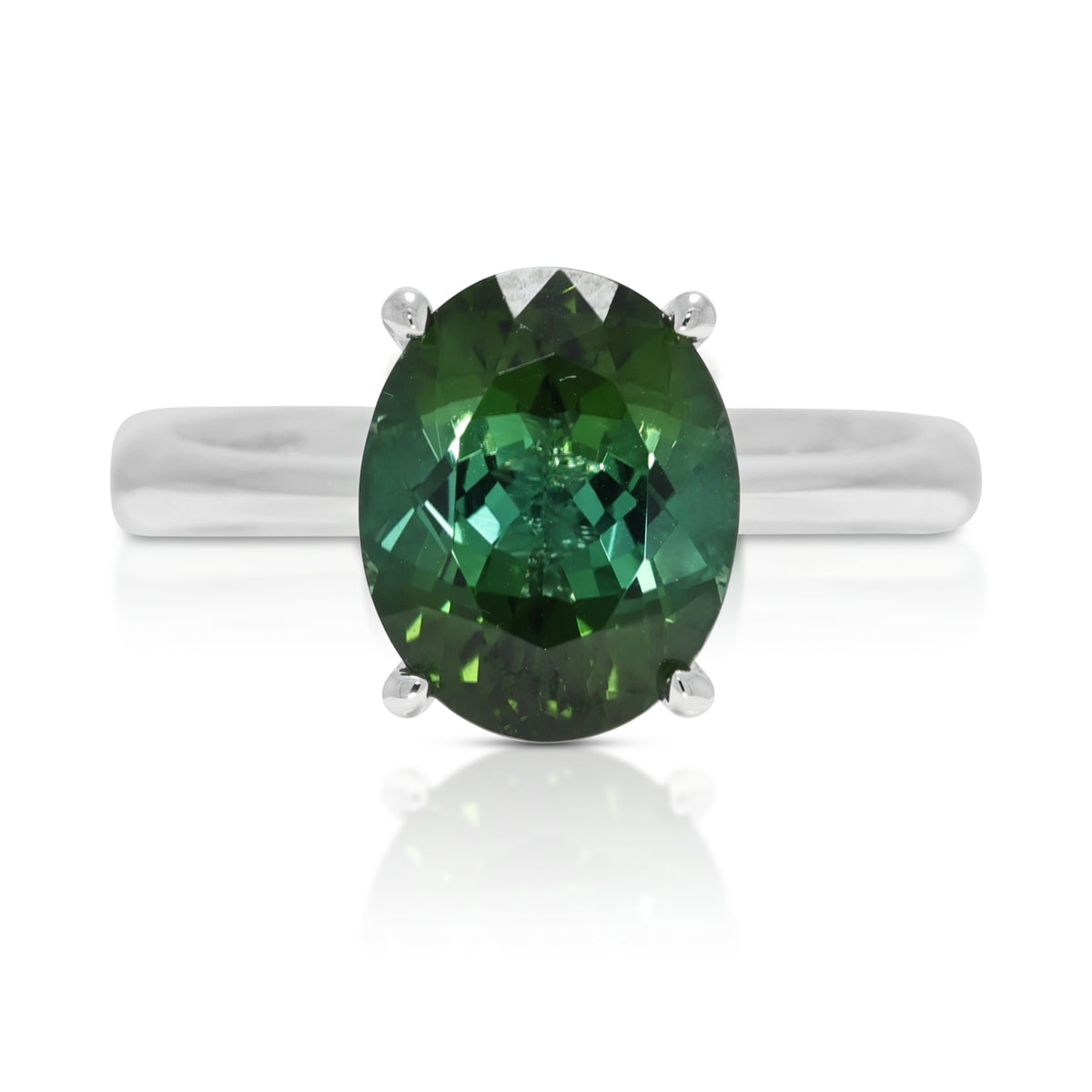 Verdant 3.17ct Green Tourmaline Solitaire Ring in 18K White Gold