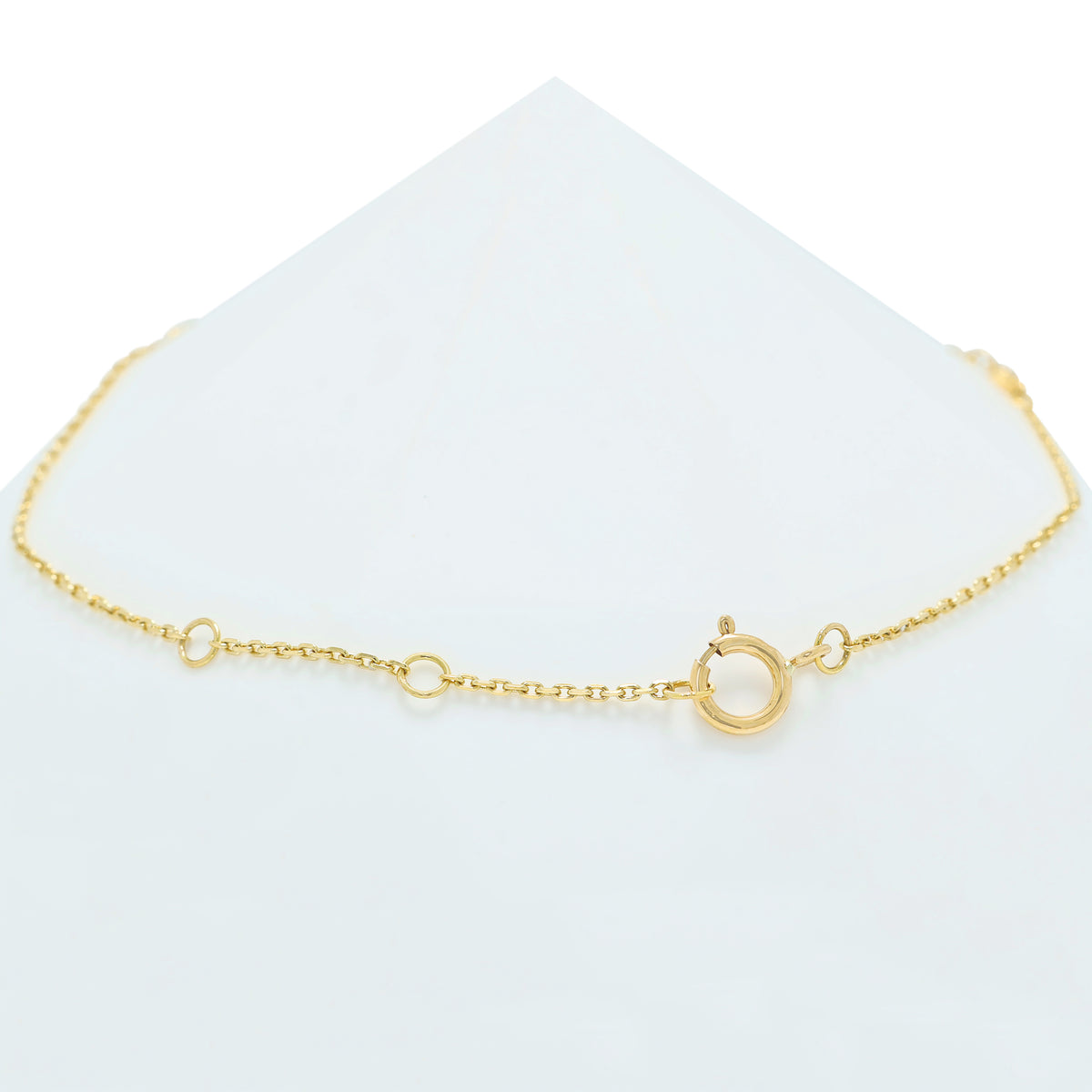 Charming 0.05ct Natural Diamond and Pearl Open Heart Chain Bracelet in 18K Yellow Gold
