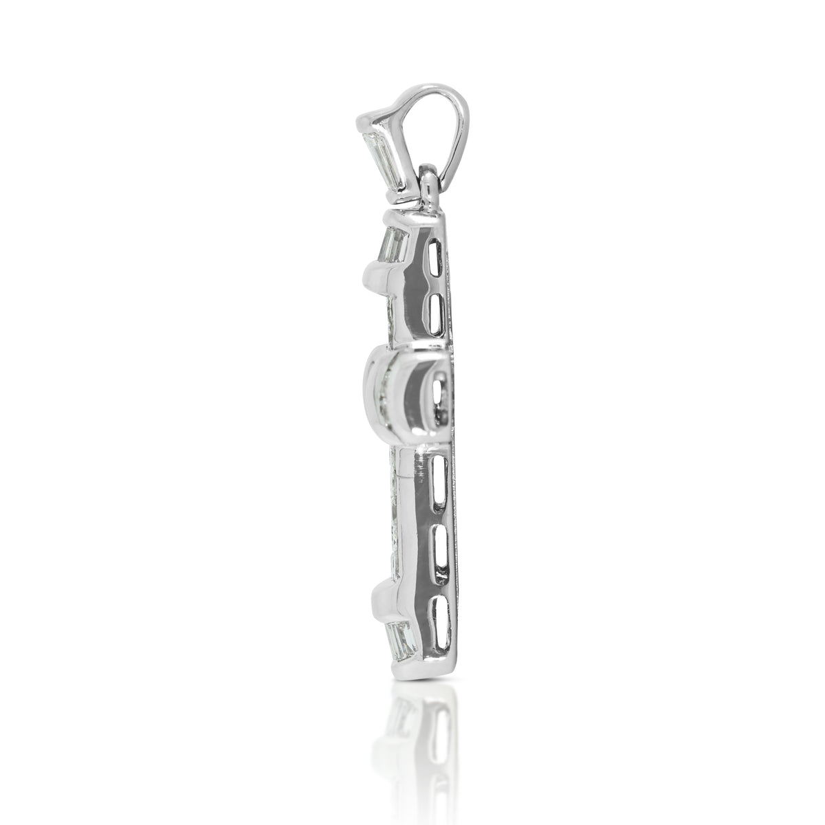 Radiant 1.59ct Natural Diamond Princess and Baguette Cut Cross Pendant in 18K White Gold