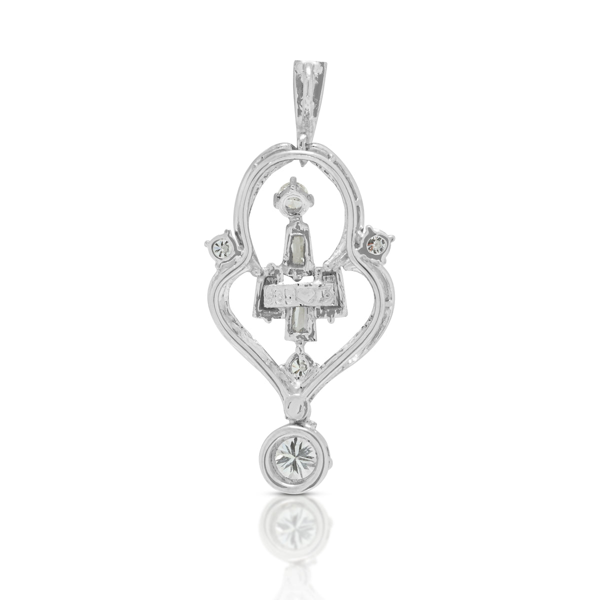Elegant 0.46ct Natural Diamond Open-Work Scroll Chandelier Drop Pendant in 14K White Gold