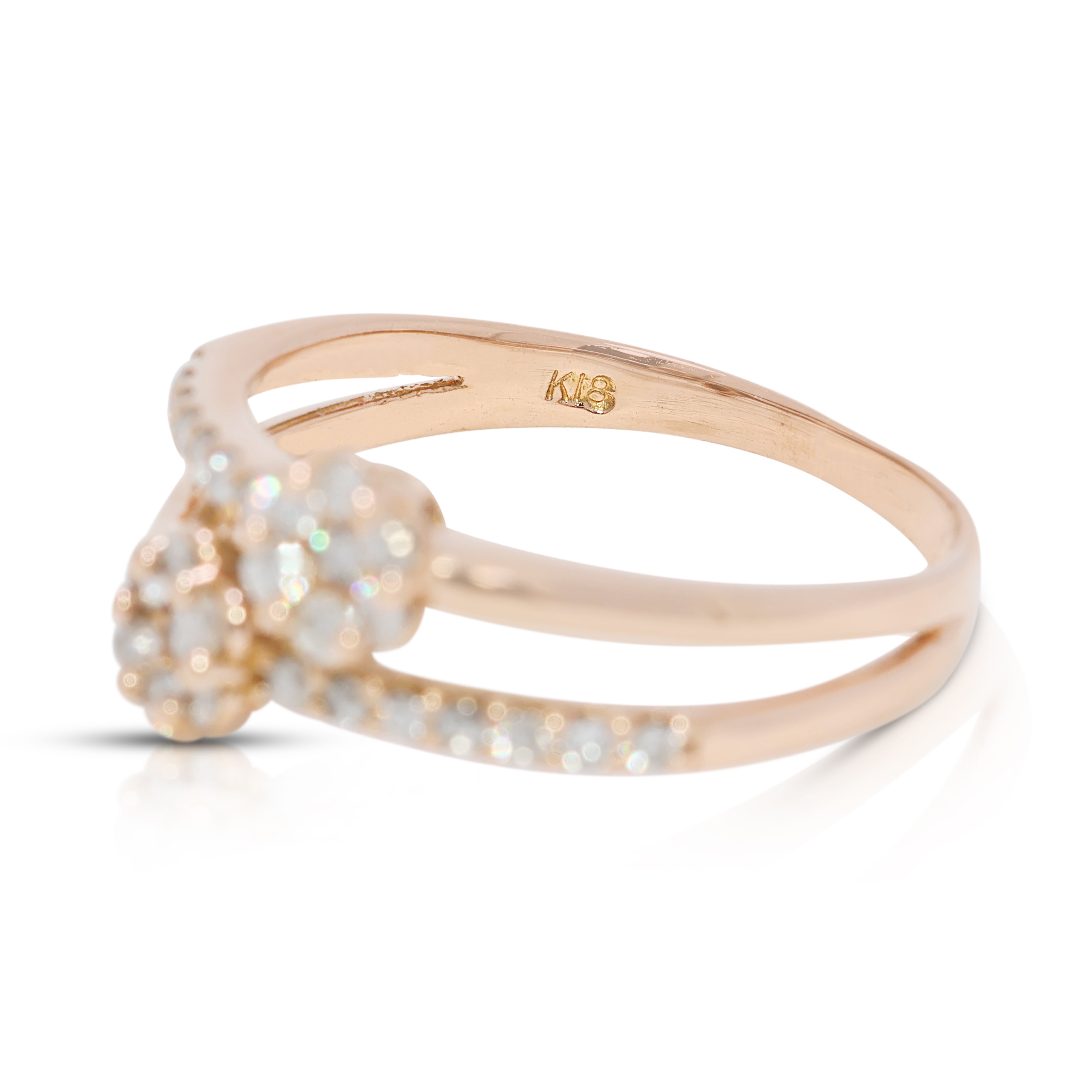 Floral Cluster 0.42ct Natural Diamond Split-Shank Ring in 18K Rose Gold