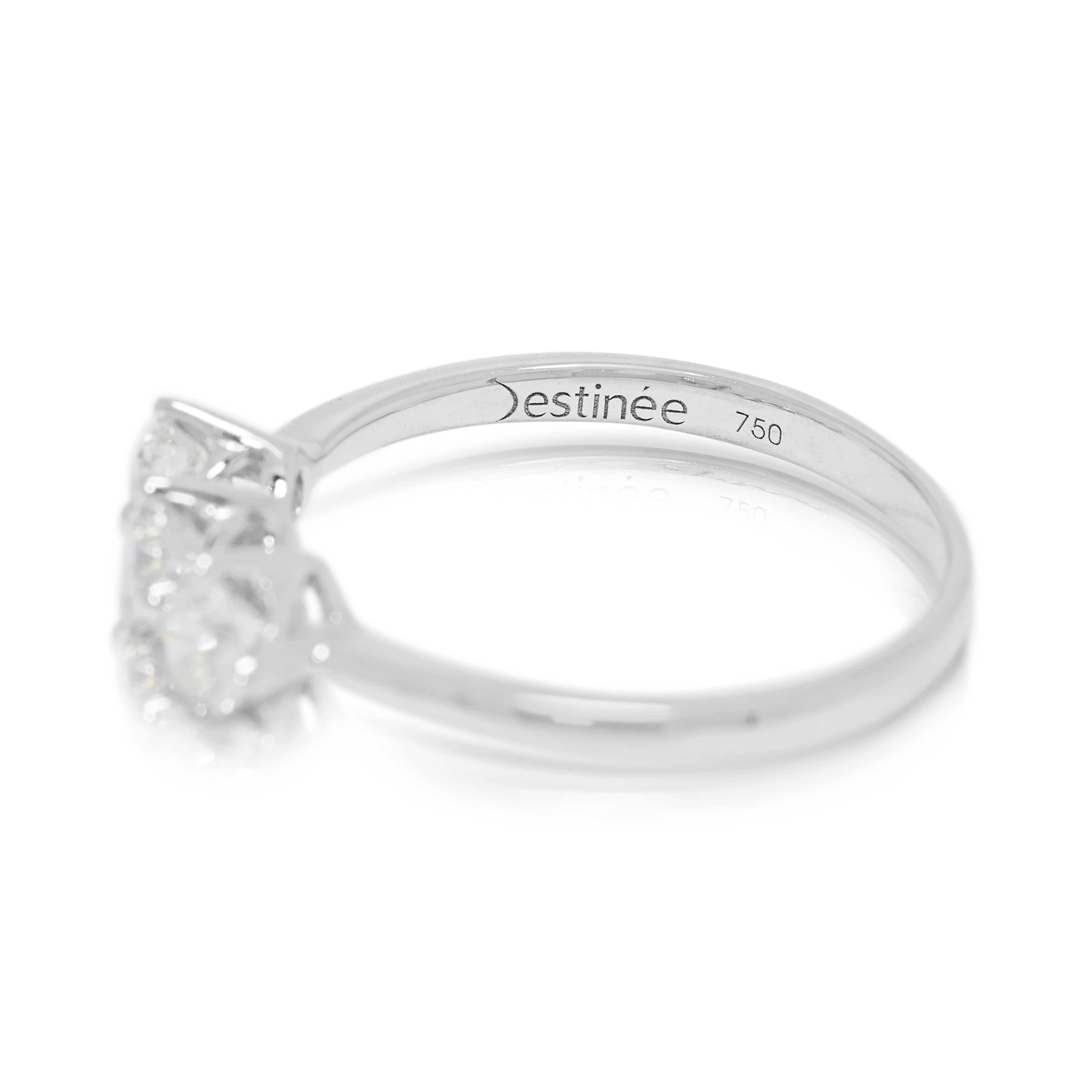 Sleek 0.54ct Three-Stone Natural Diamond Destinée by Lee Hwa Ring in 18K White Gold