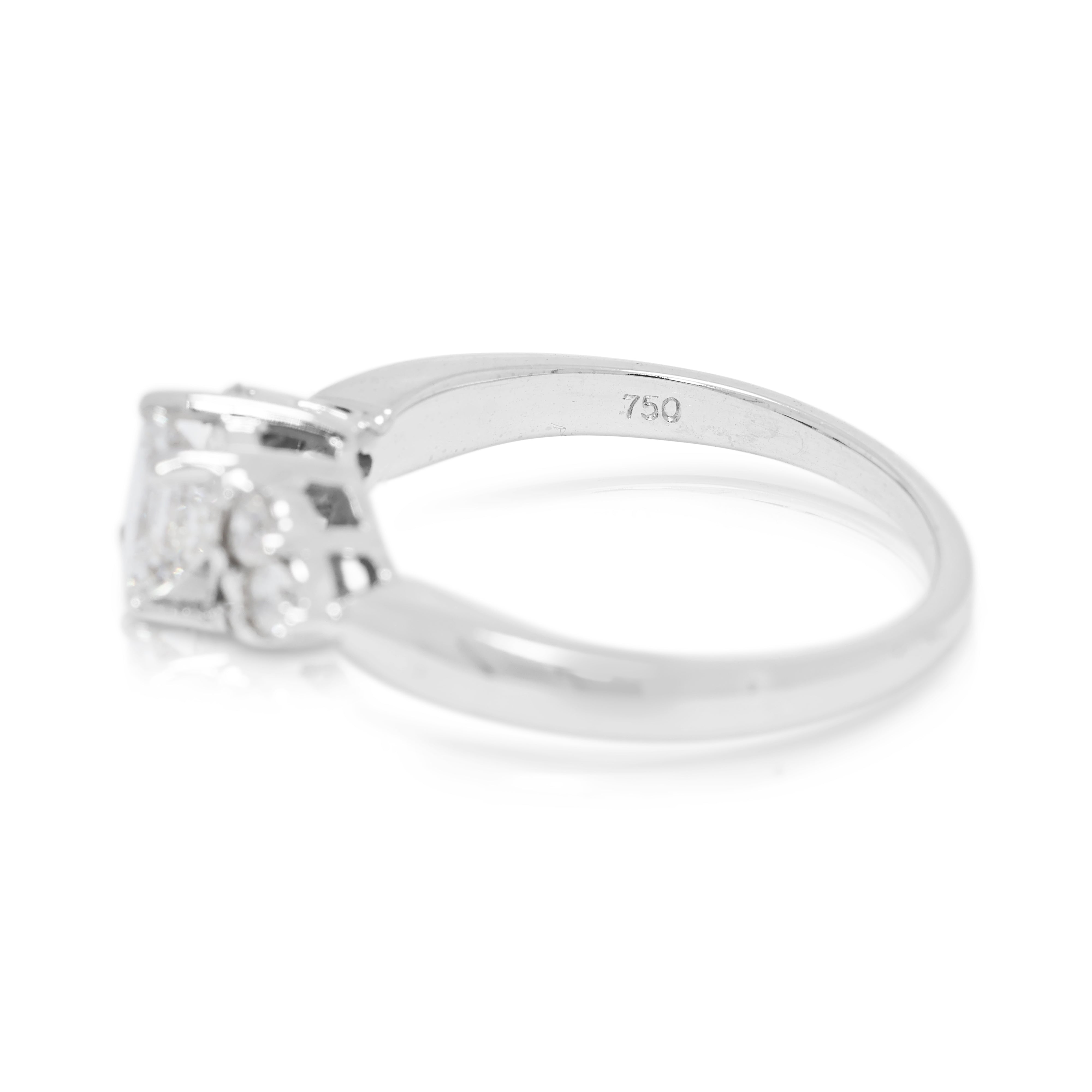 Breathtaking 0.76ct Natural Diamond 18K White Gold Ring
