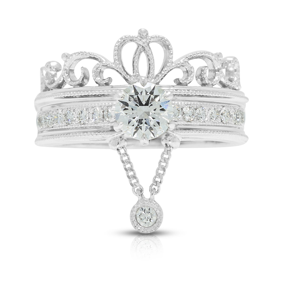 Sovereign 1.04ct Natural Diamond Tiara Detachable Ring Set in 18K White Gold with GIA Certificate