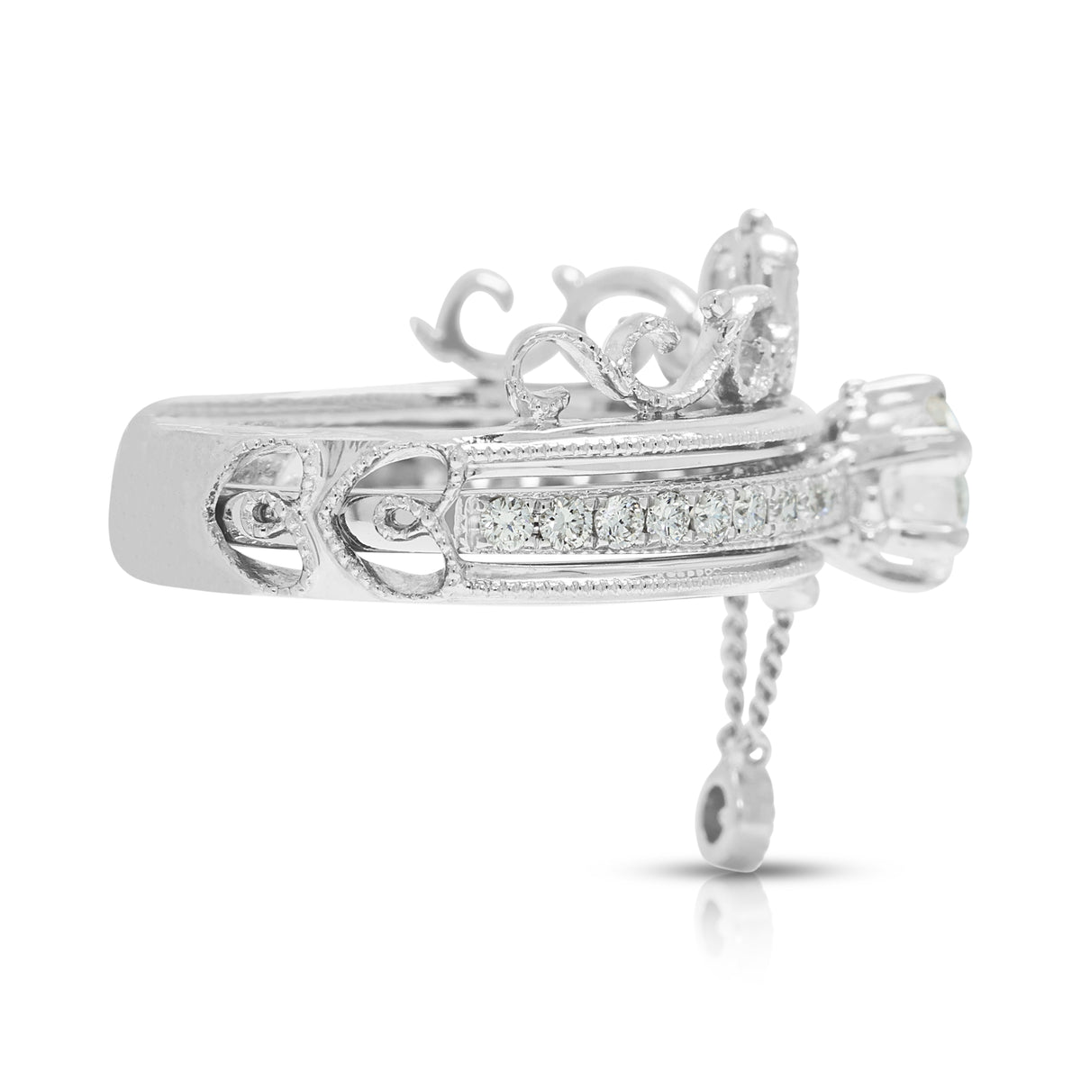 Sovereign 1.04ct Natural Diamond Tiara Detachable Ring Set in 18K White Gold with GIA Certificate