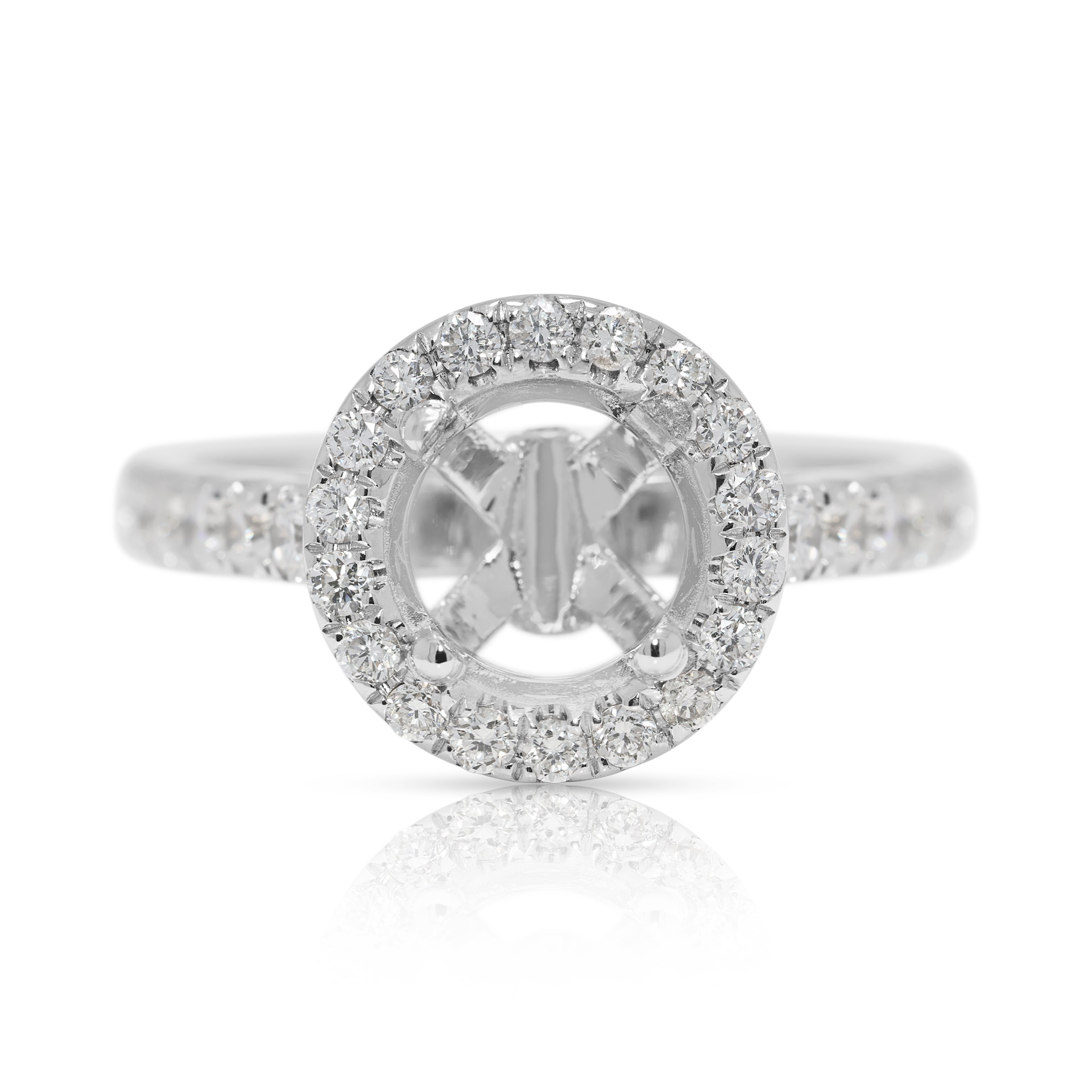 Sparkling 0.38ct Diamond Halo Ring Setting in 18K White Gold
