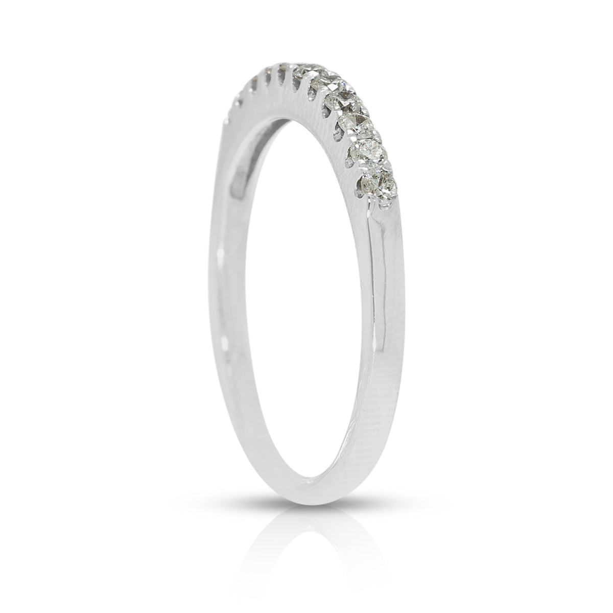 Sublime Gold Heart 0.22ct Natural Diamond Half Eternity Band Ring in 18K White Gold