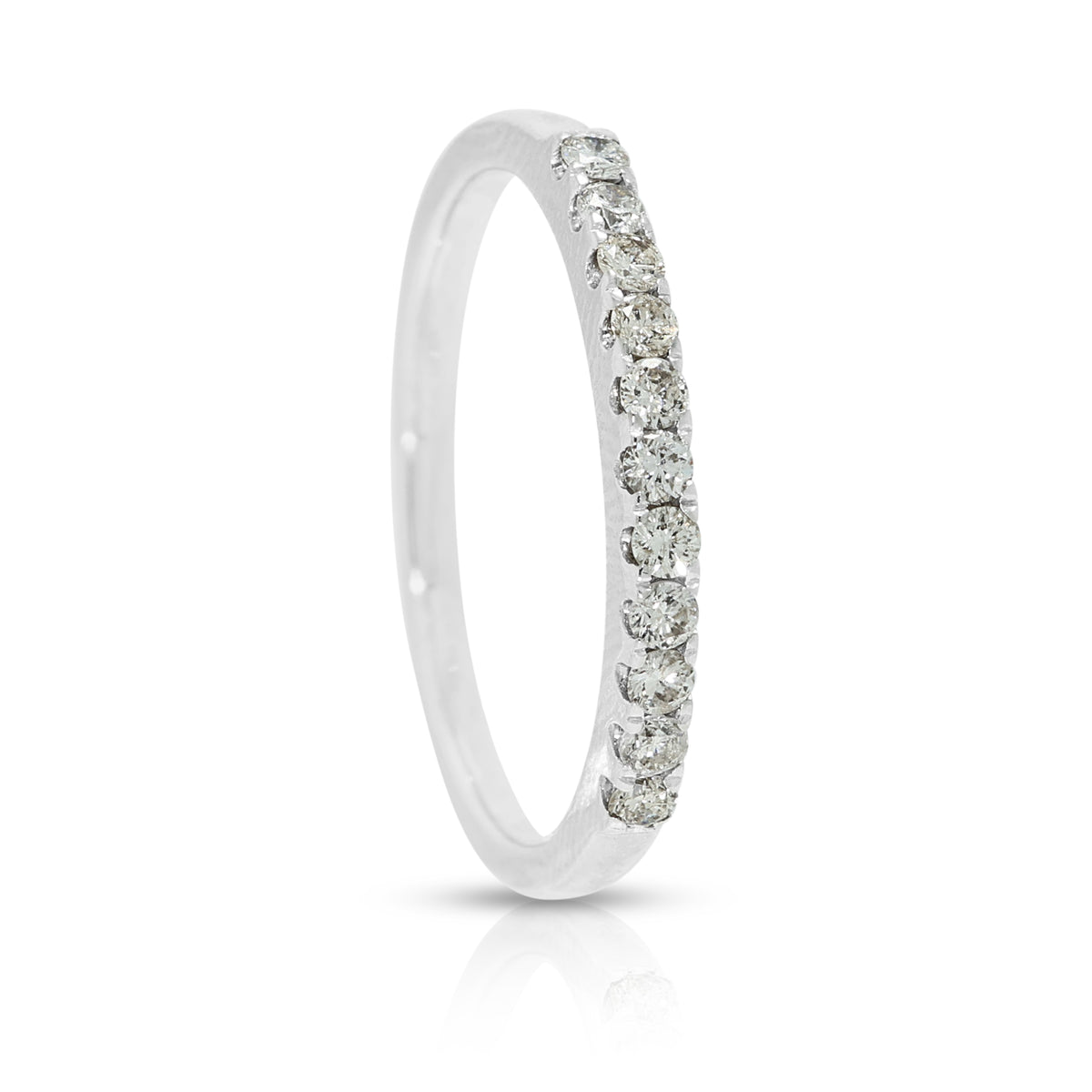 Sublime Gold Heart 0.22ct Natural Diamond Half Eternity Band Ring in 18K White Gold