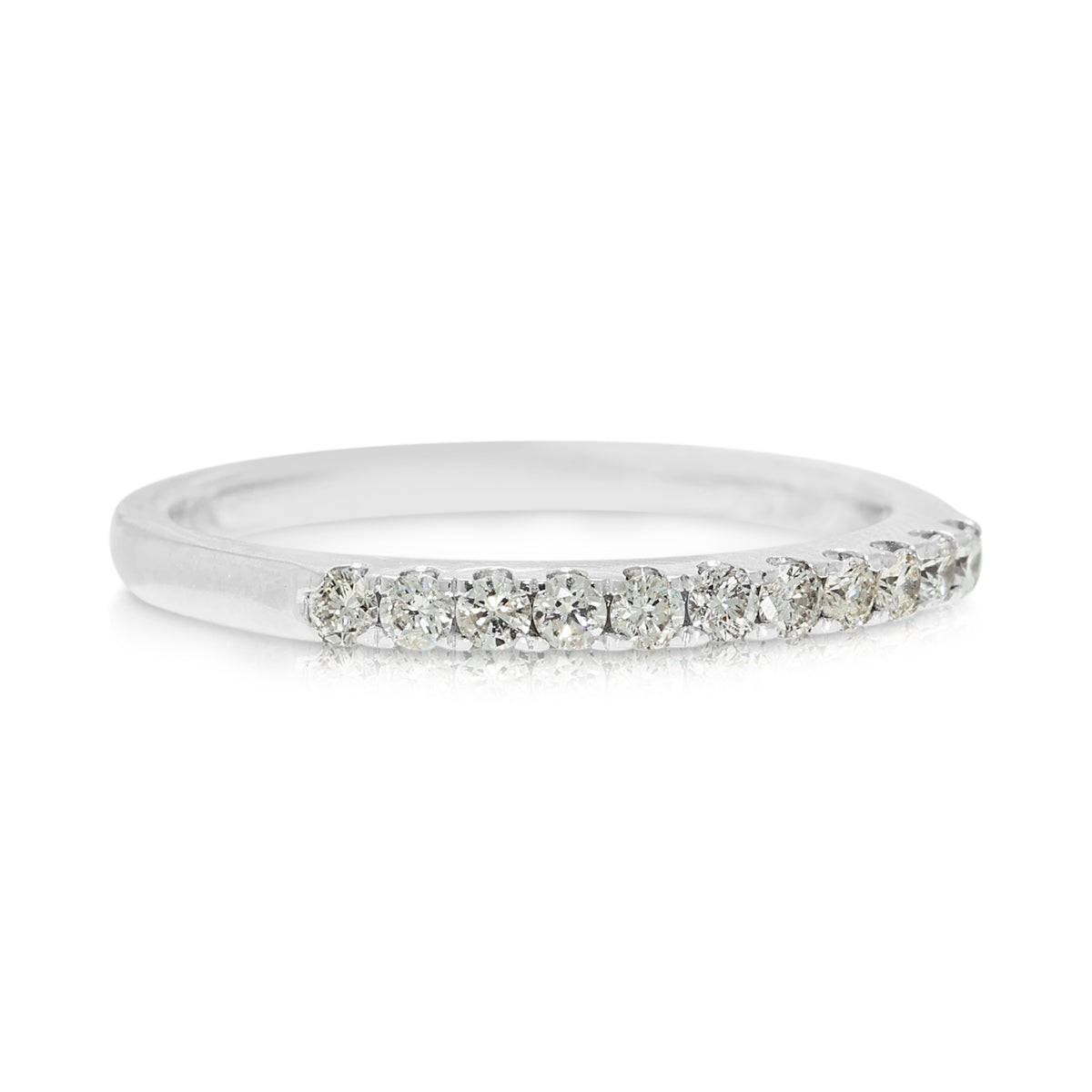 Sublime Gold Heart 0.22ct Natural Diamond Half Eternity Band Ring in 18K White Gold