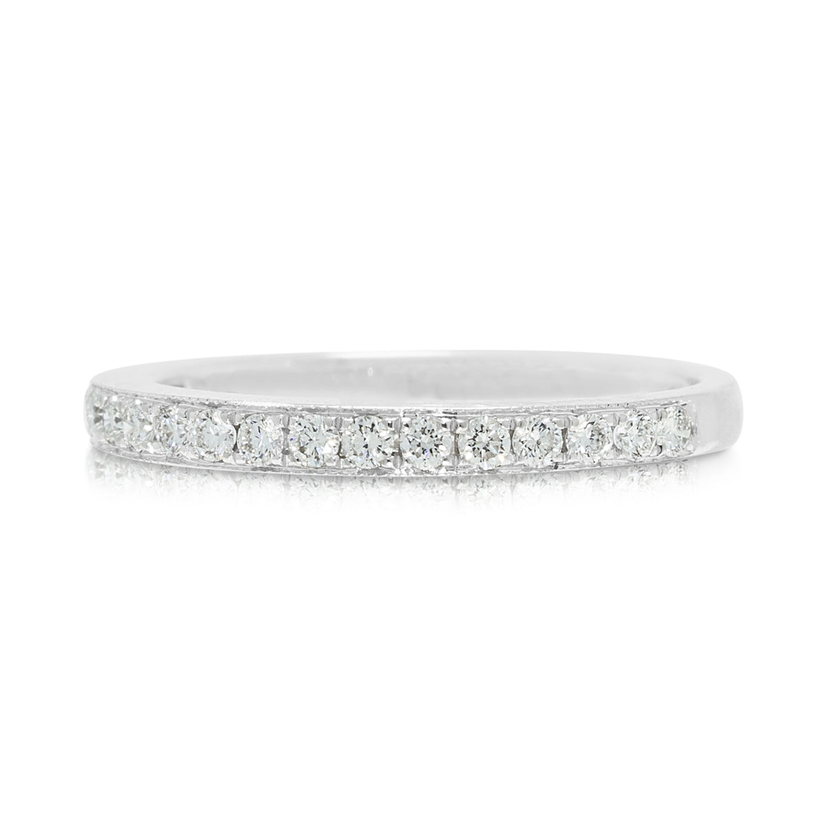 Striking 0.20ct Natural Diamond Half Eternity Band Ring in 18K White Gold
