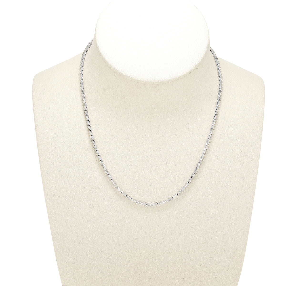Classic 2.00ct Natural Diamond Tennis Necklace in 18K White Gold