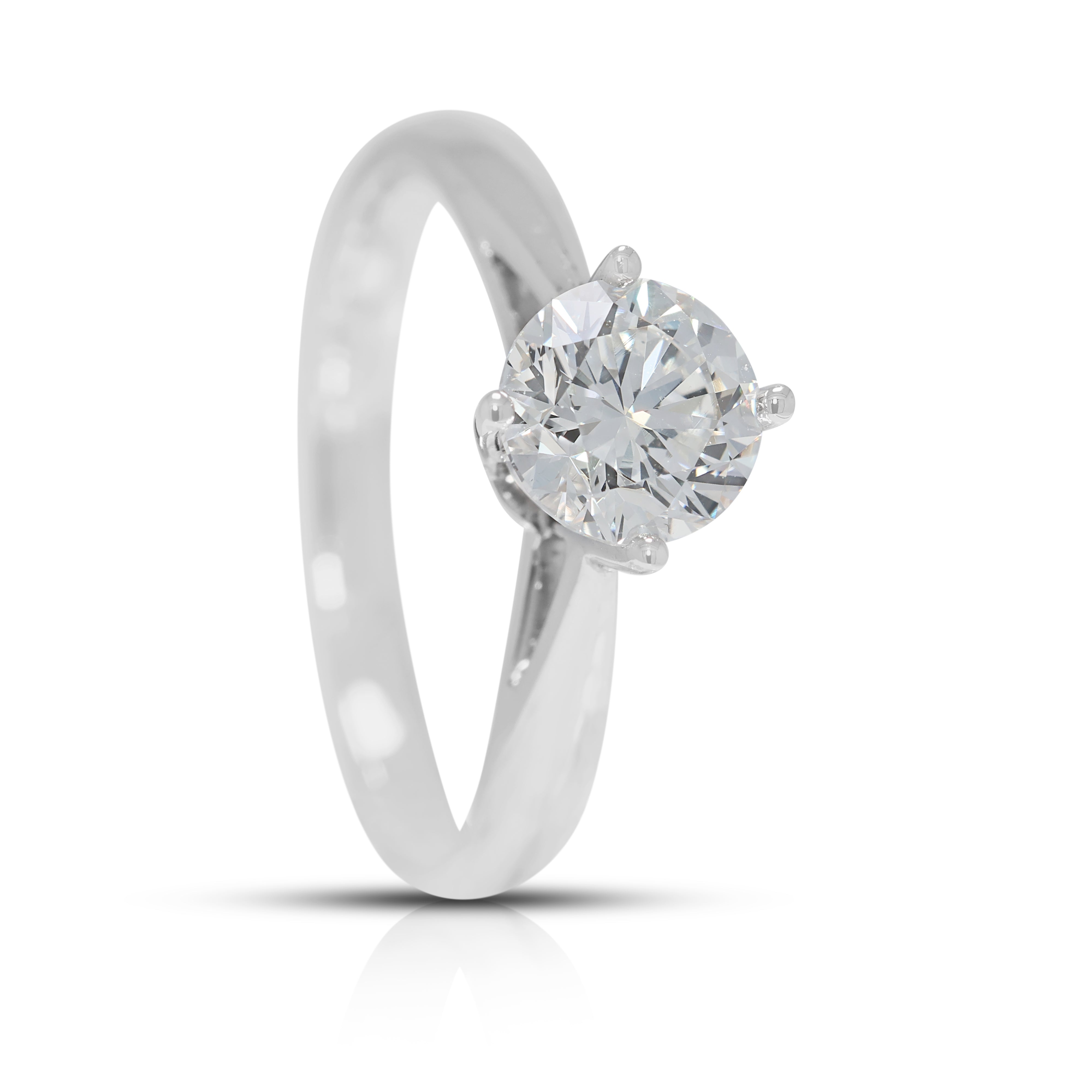 Timeless 0.90ct Natural Diamond Solitaire Ring in 18K White Gold - GIA Certified