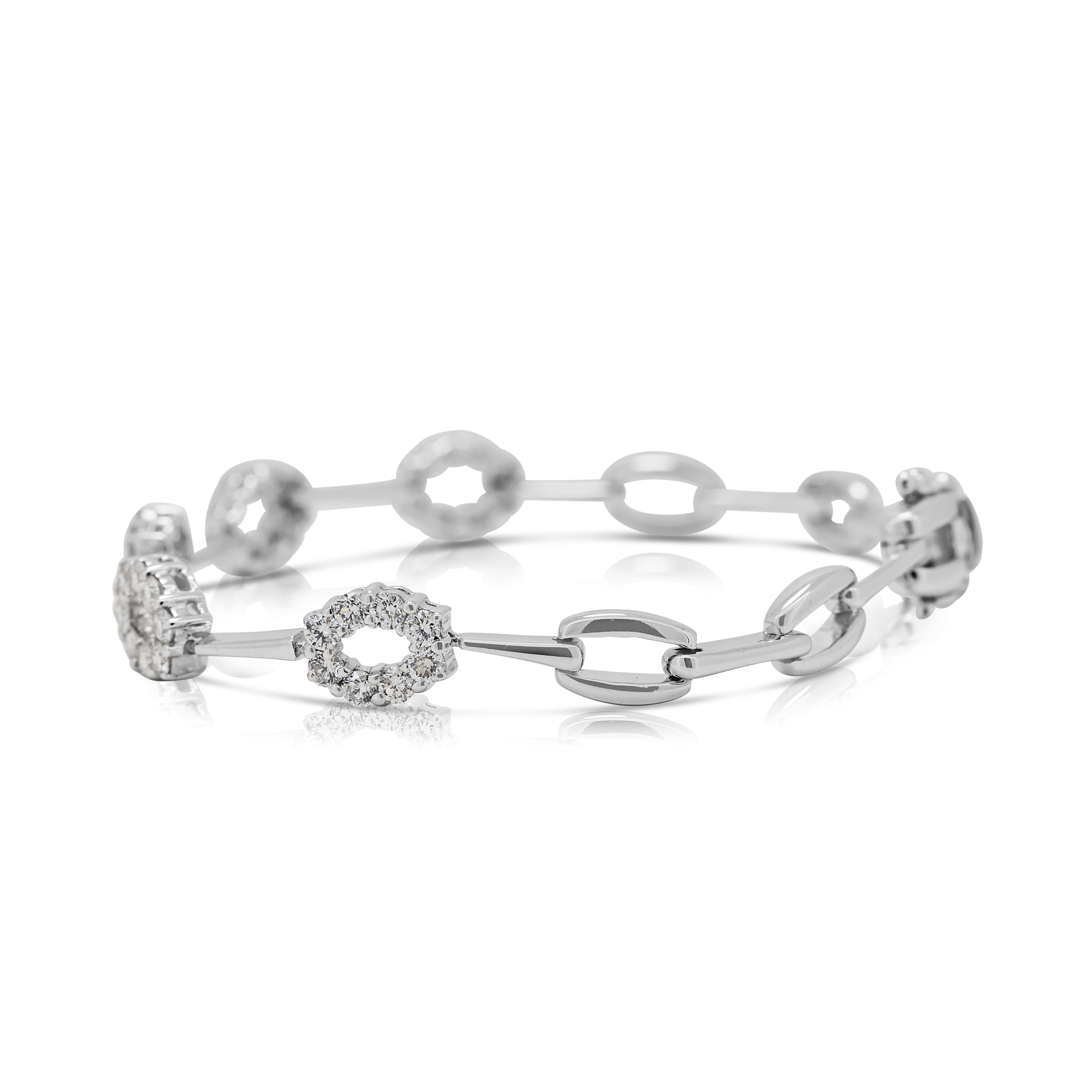 Shimmering 1.2ct Natural Diamond Bracelet in 18K White Gold