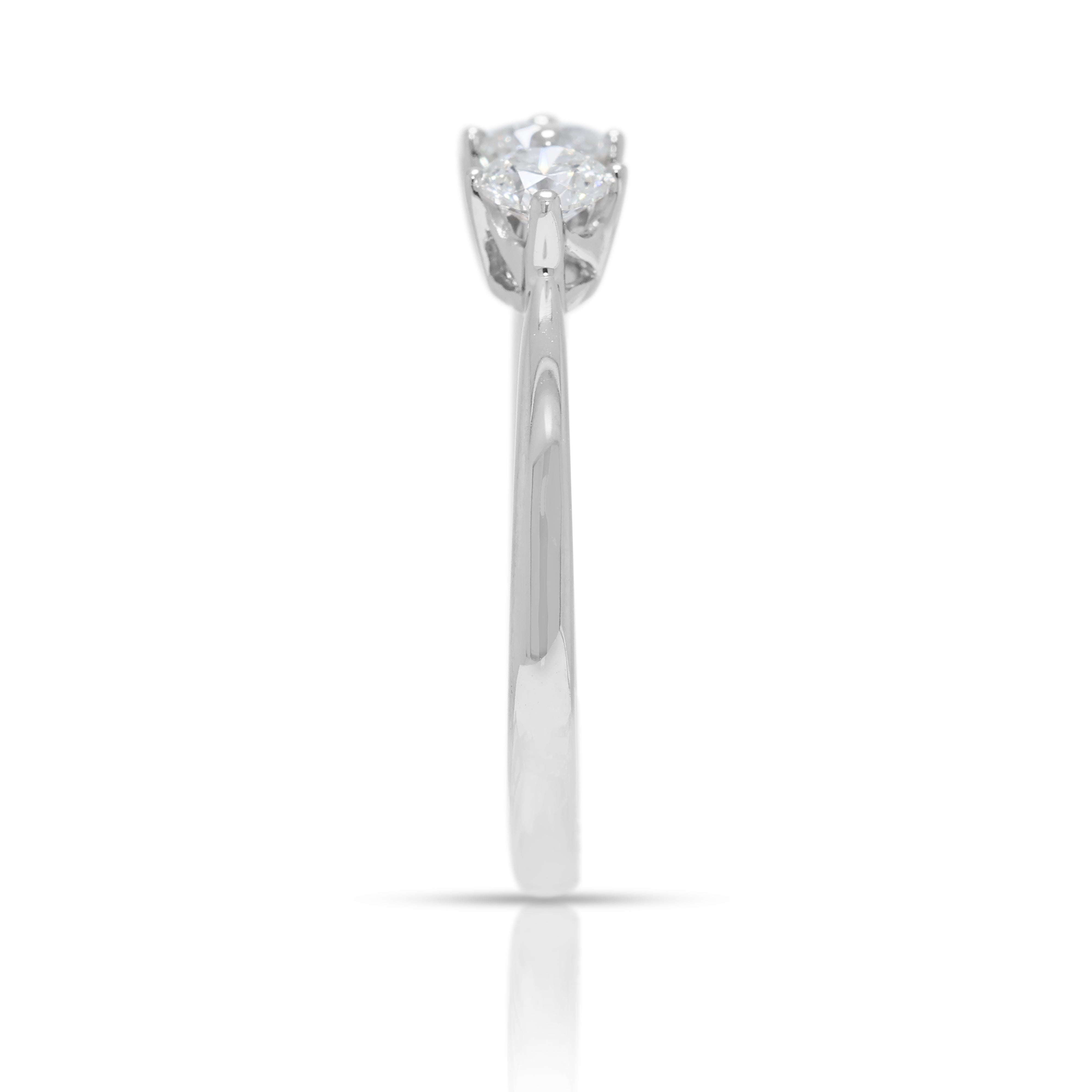 Sleek 0.54ct Three-Stone Natural Diamond Destinée by Lee Hwa Ring in 18K White Gold