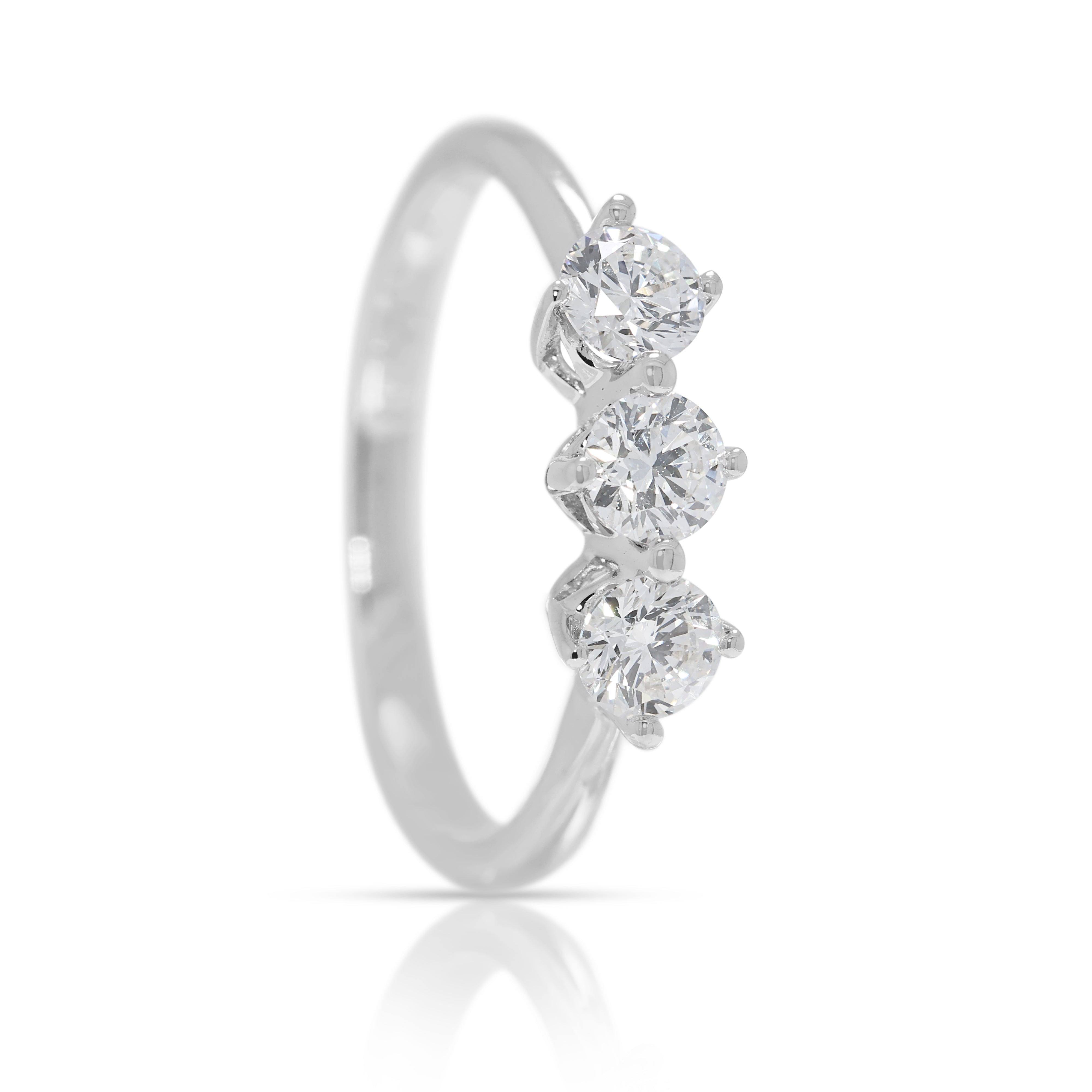 Sleek 0.54ct Three-Stone Natural Diamond Destinée by Lee Hwa Ring in 18K White Gold