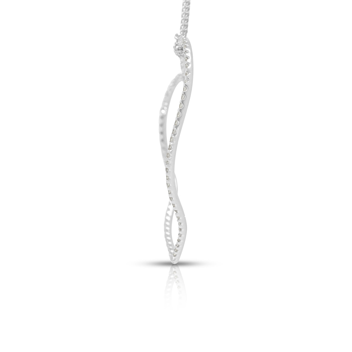Captivating 0.84ct Natural Diamond Wavy Open Heart Pendant Necklace in 18K White Gold