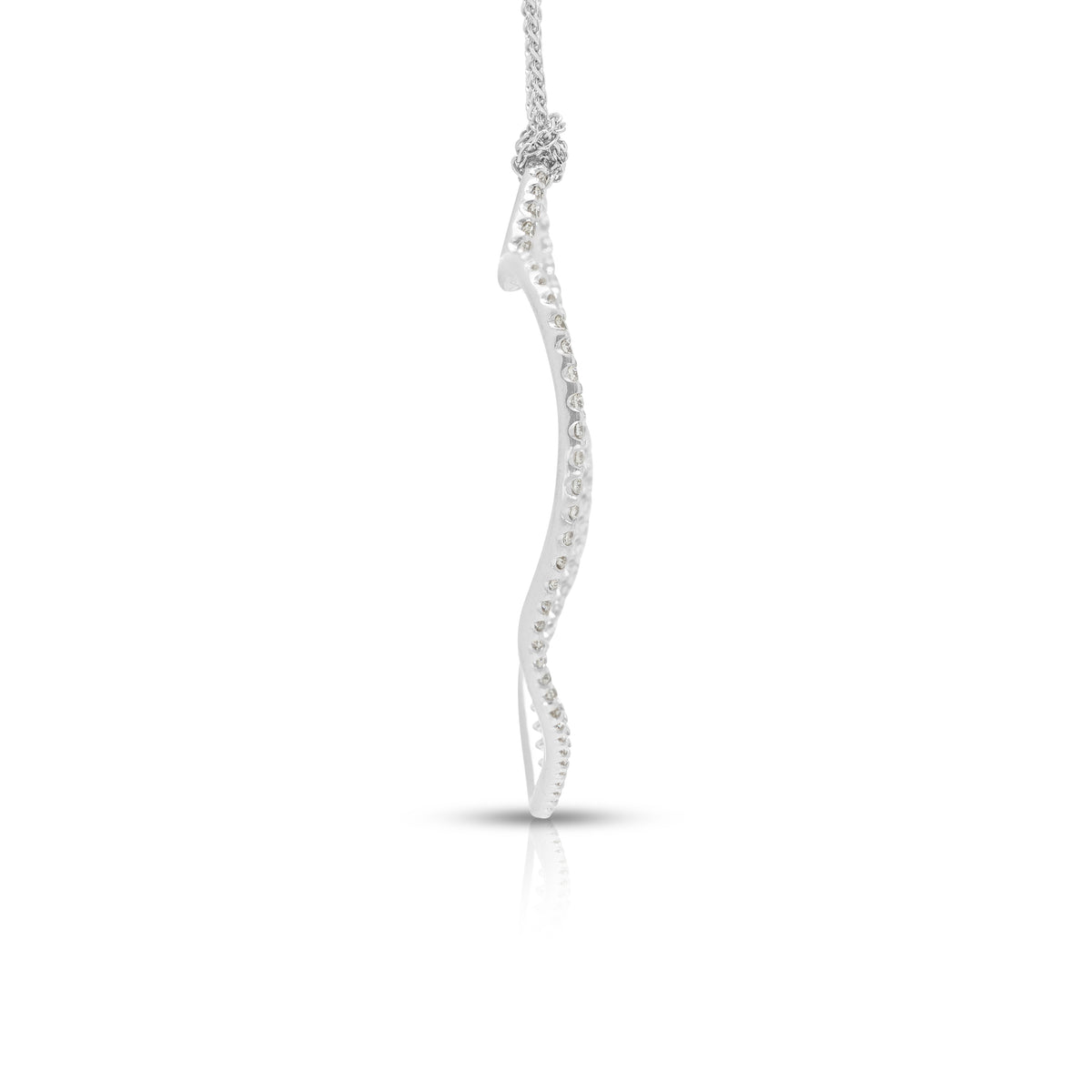 Captivating 0.84ct Natural Diamond Wavy Open Heart Pendant Necklace in 18K White Gold