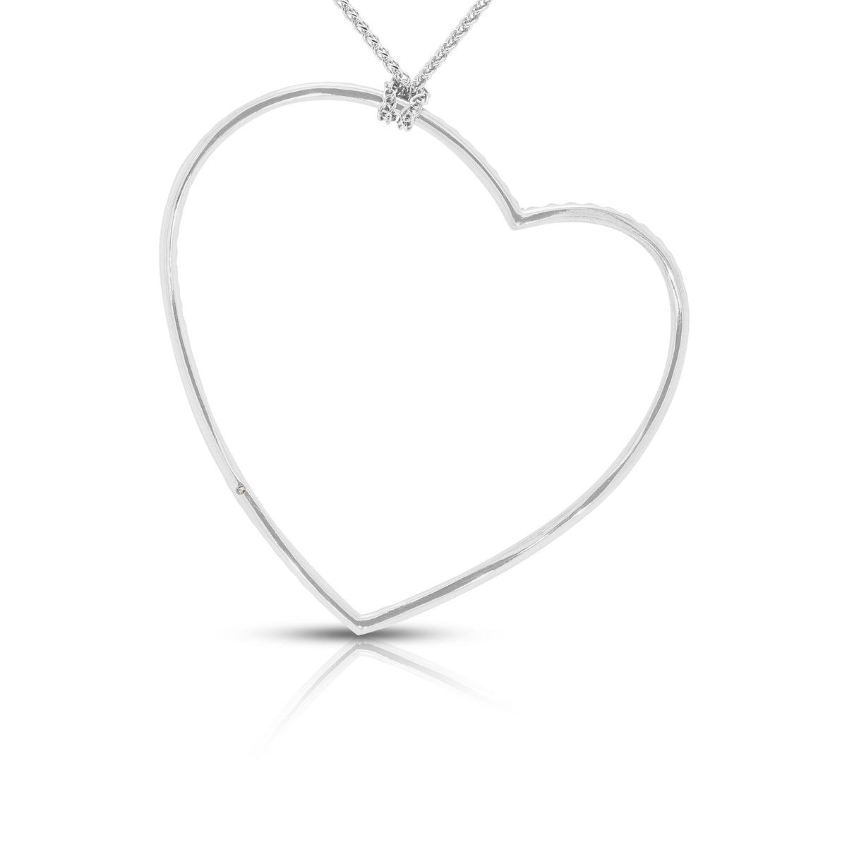 Captivating 0.84ct Natural Diamond Wavy Open Heart Pendant Necklace in 18K White Gold