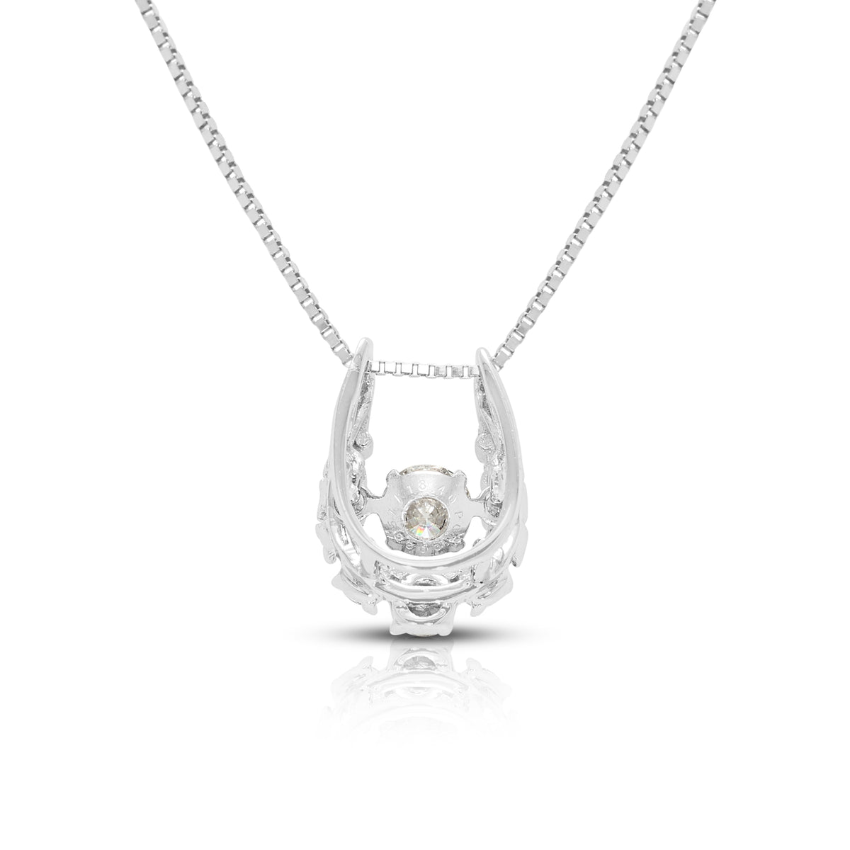Exquisite 0.45ct Natural Diamond Dancing Horseshoe Pendant Necklace in 18K White Gold