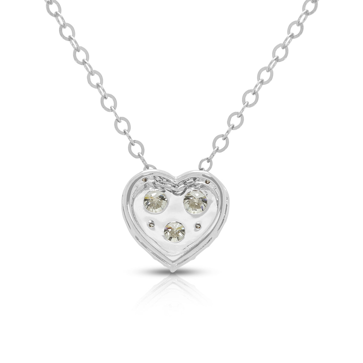Exquisite 0.54ct Natural Diamond Heart Pendant Necklace in 18K White Gold (New)