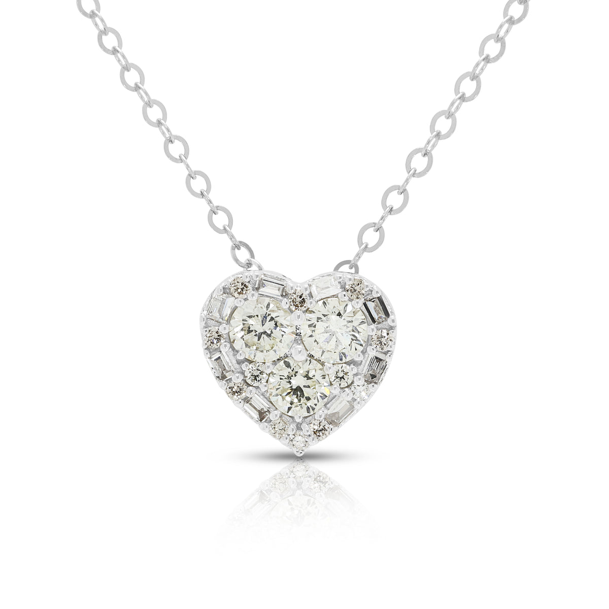Exquisite 0.54ct Natural Diamond Heart Pendant Necklace in 18K White Gold (New)