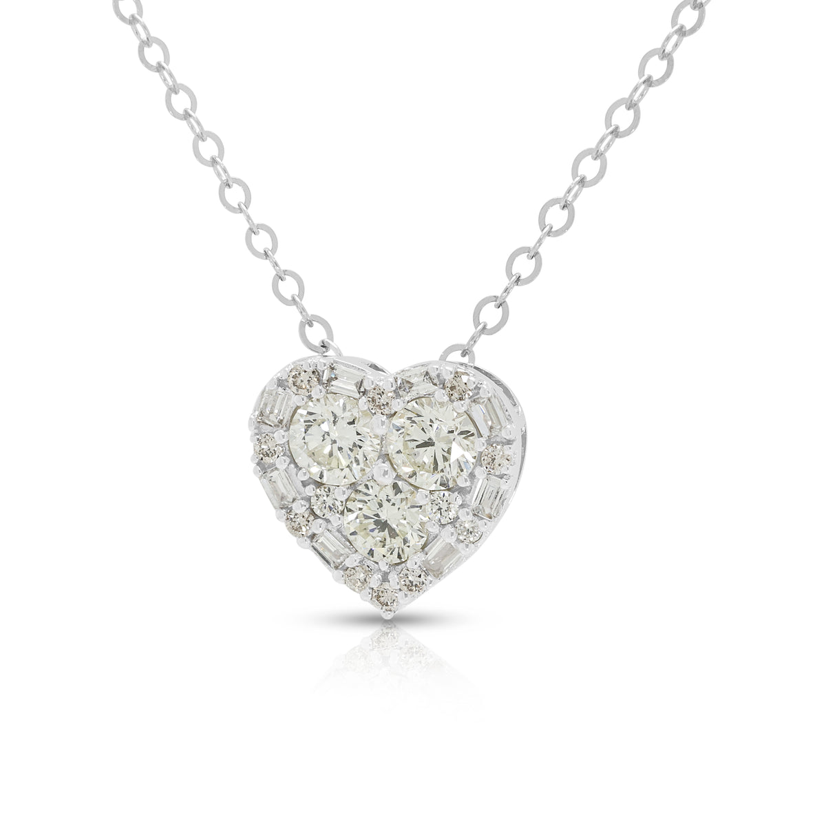 Exquisite 0.54ct Natural Diamond Heart Pendant Necklace in 18K White Gold (New)