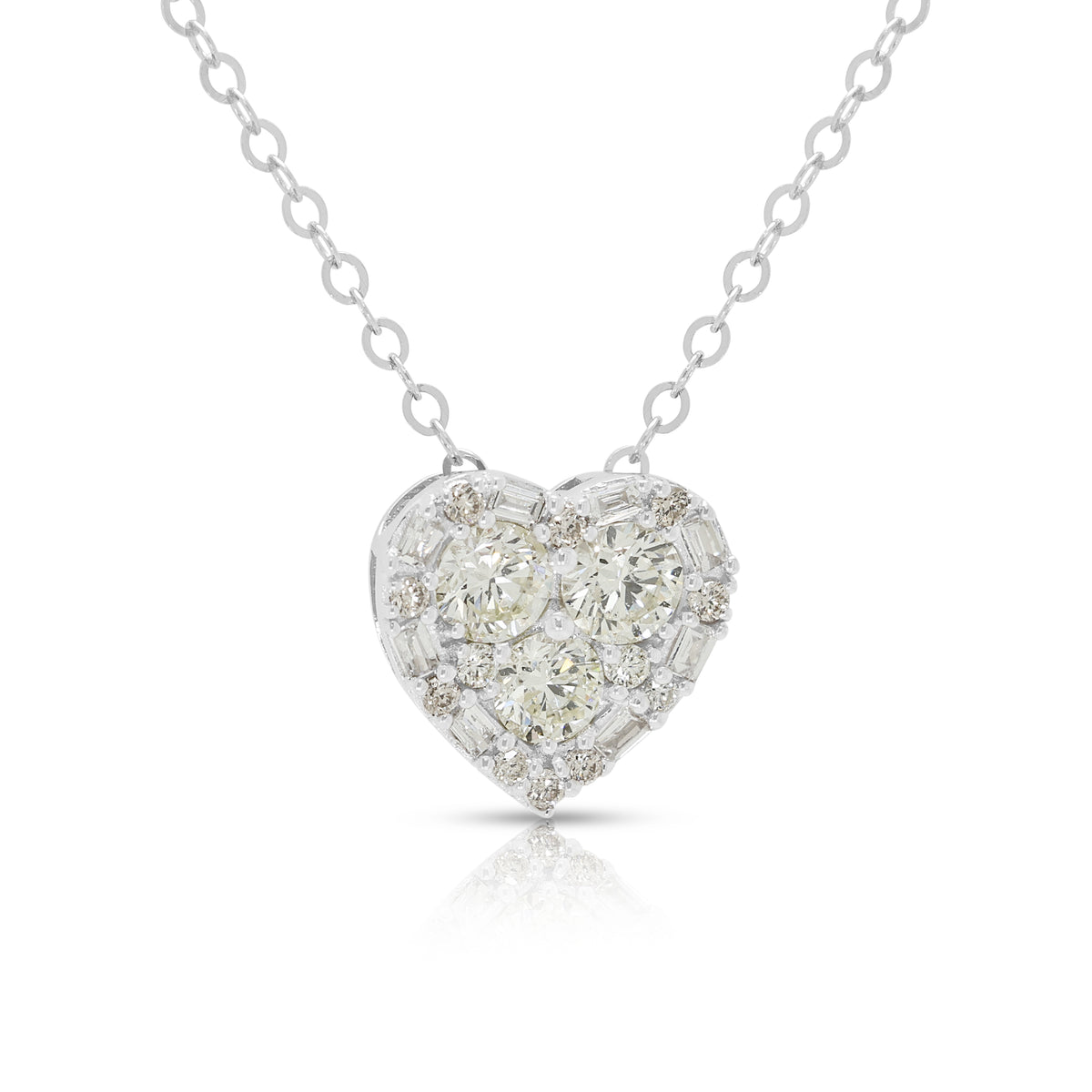 Exquisite 0.54ct Natural Diamond Heart Pendant Necklace in 18K White Gold (New)