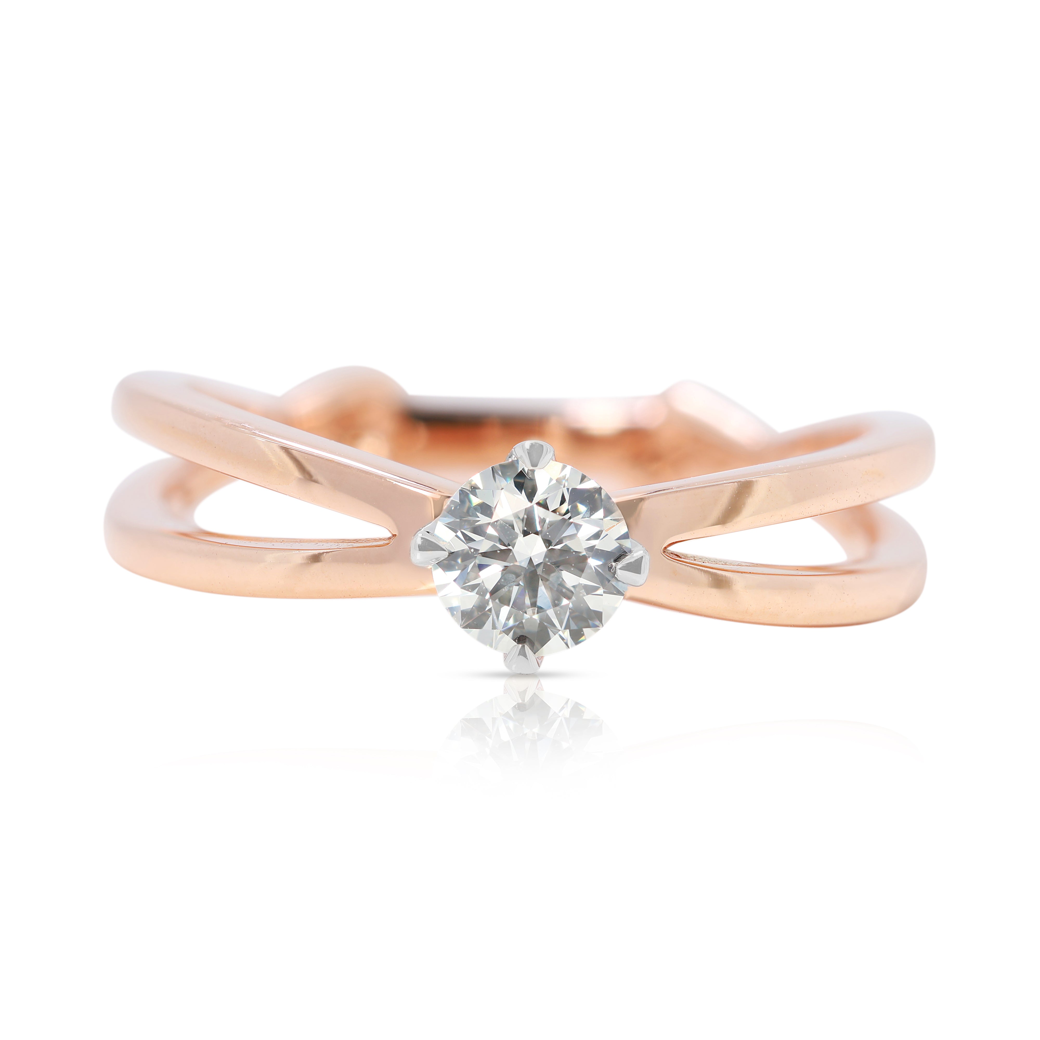 Glamorous 0.31ct Round Brilliant Natural Diamond Ring in 18K Two Tone Gold with Destinee Certificate