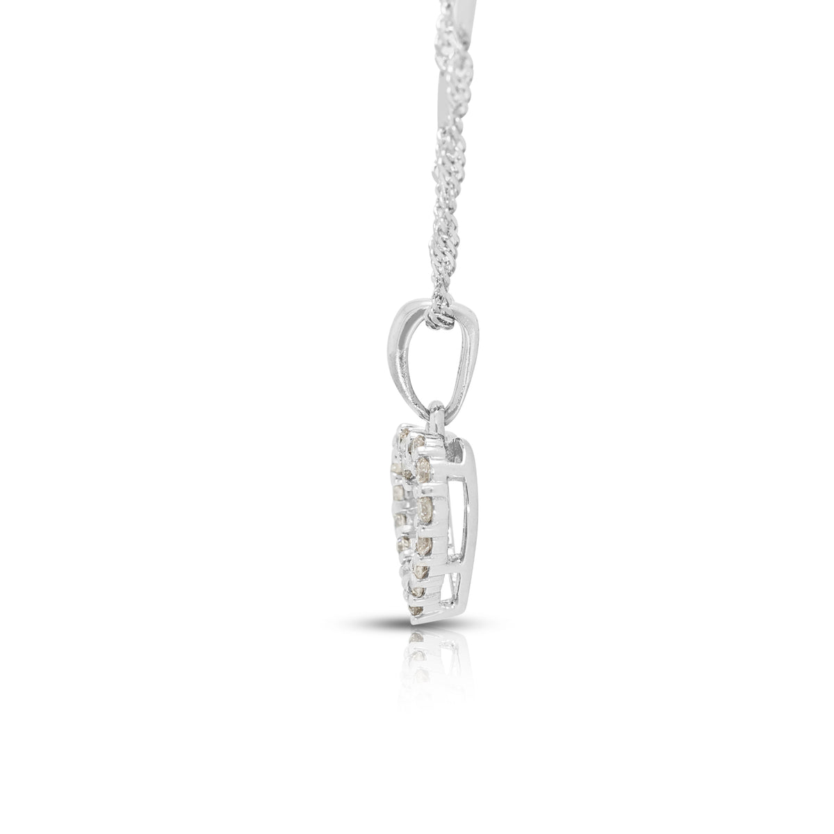 Charming 0.12ct Natural Diamond Open Heart Pendant Necklace in 18K White Gold