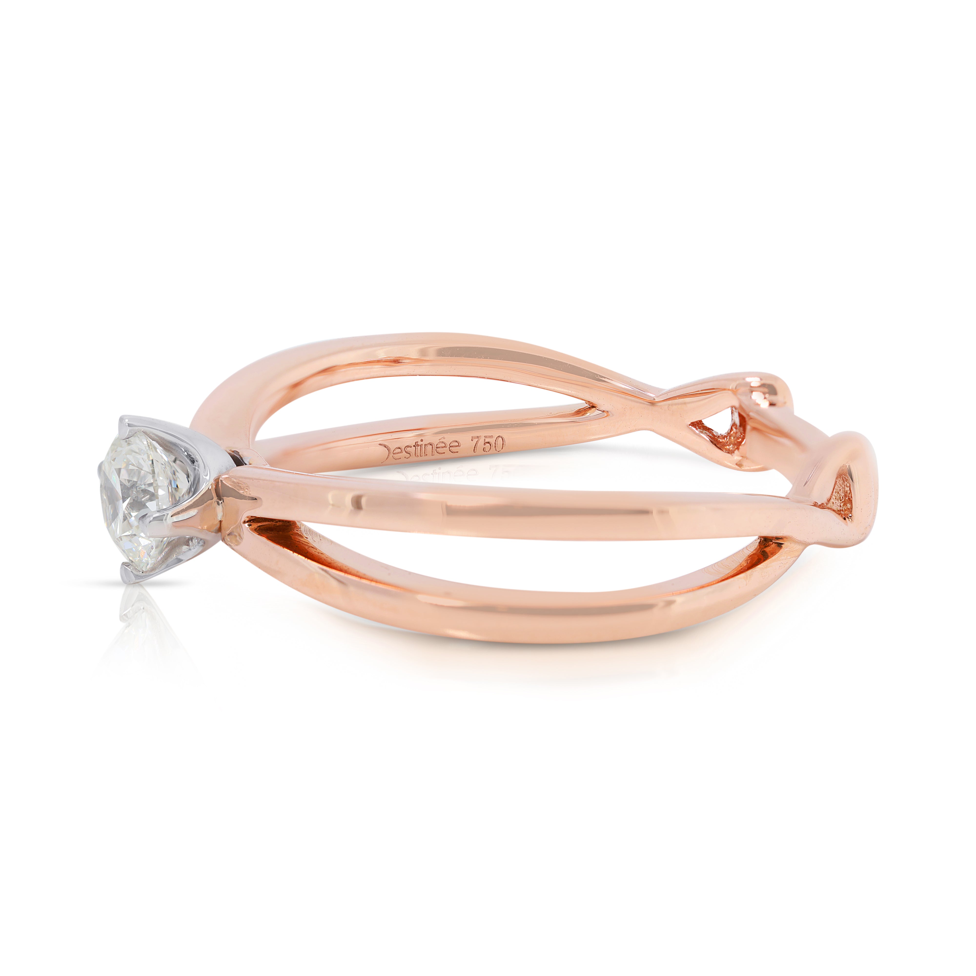 Glamorous 0.31ct Round Brilliant Natural Diamond Ring in 18K Two Tone Gold with Destinee Certificate