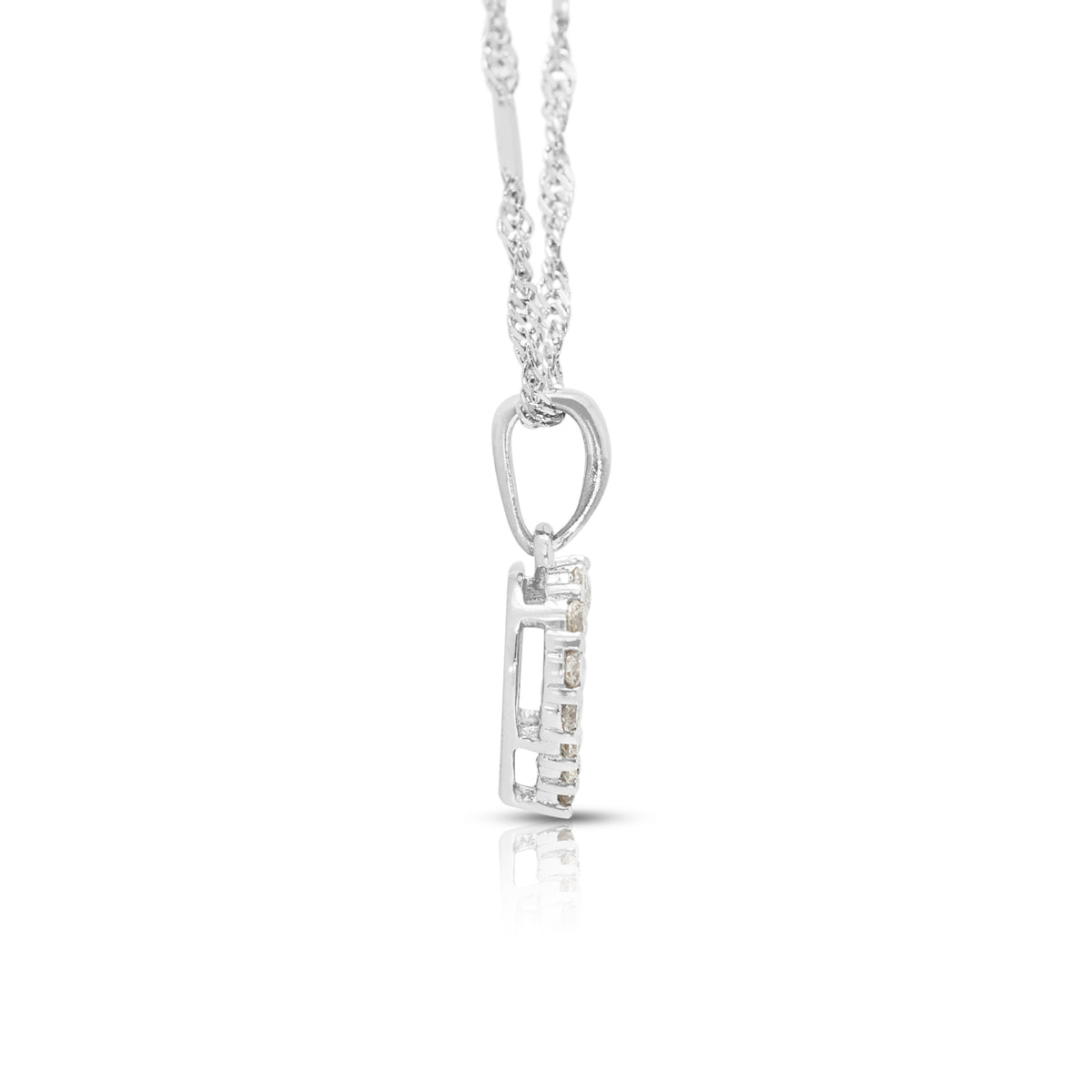 Charming 0.12ct Natural Diamond Open Heart Pendant Necklace in 18K White Gold