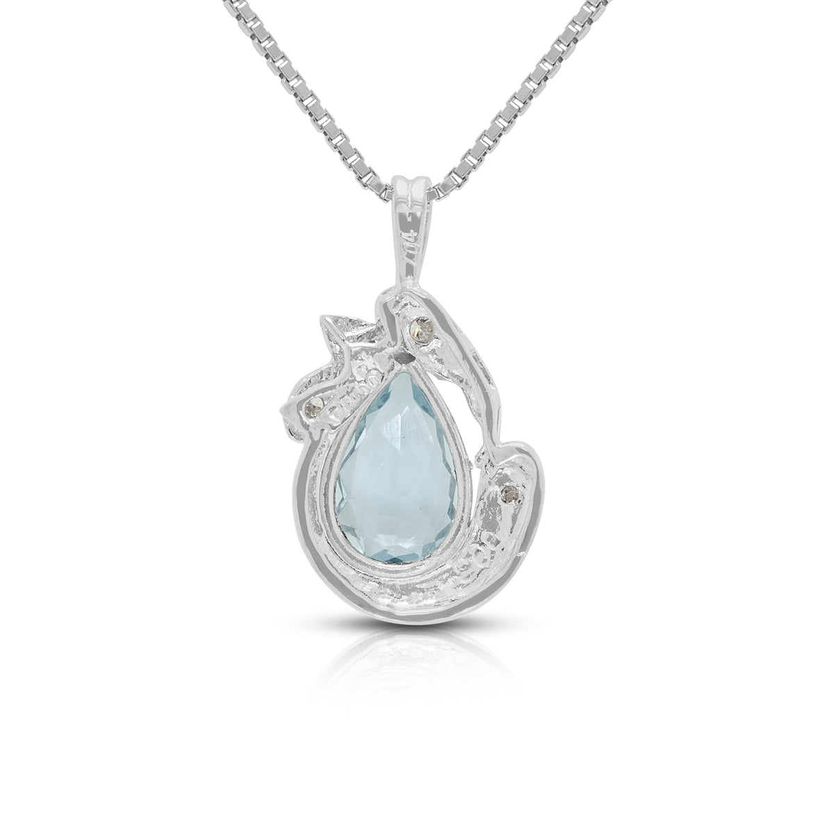Graceful 1.04ct Aquamarine and 0.03ct Natural Diamond Pendant Necklace in Platinum