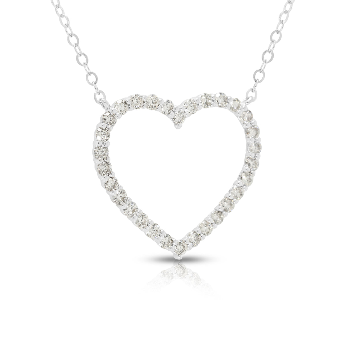 Elegant 0.30ct Natural Diamond Heart Necklace in 18K White Gold (New)