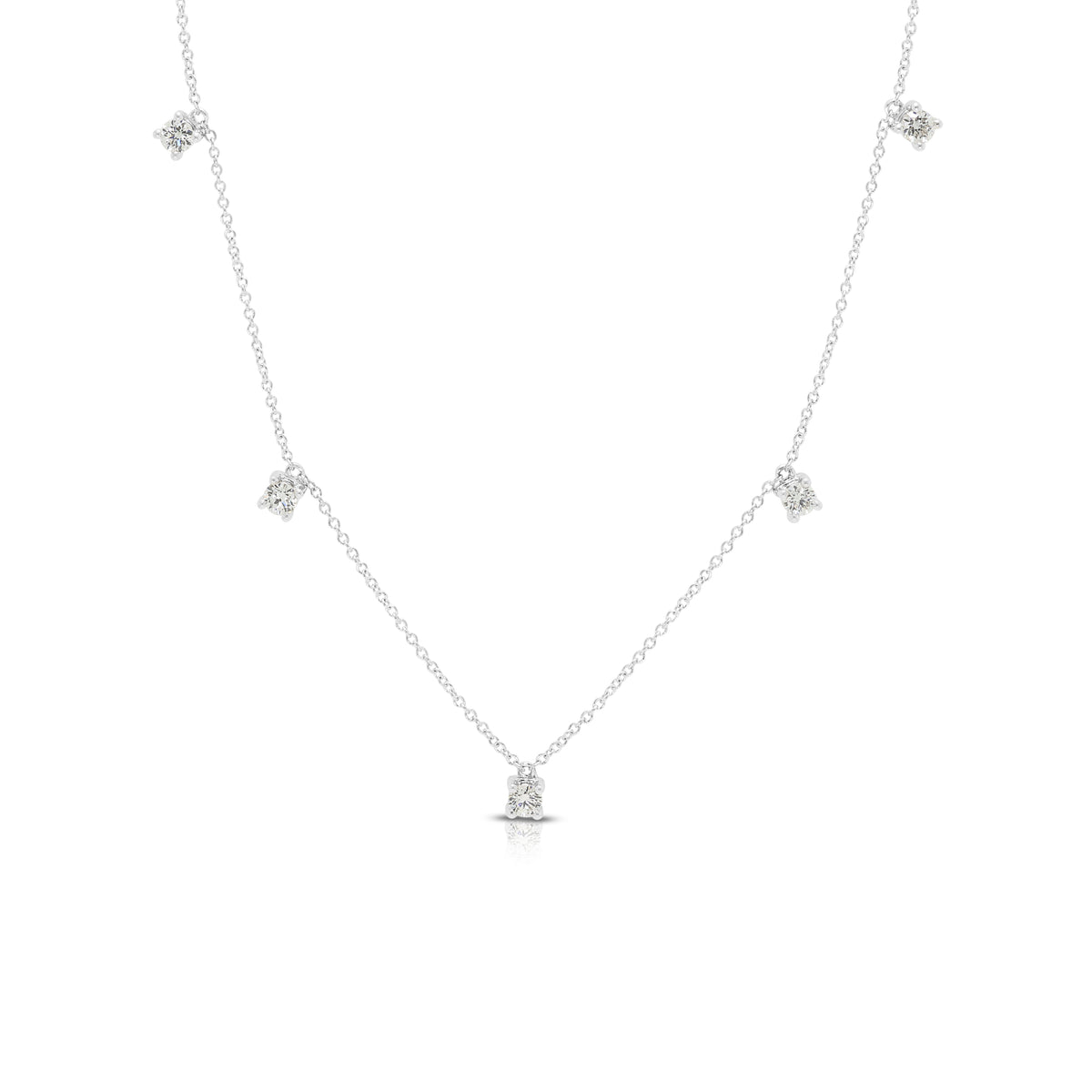 Elegant 0.40ct Natural Diamond Five Station Necklace in 18K White Gold