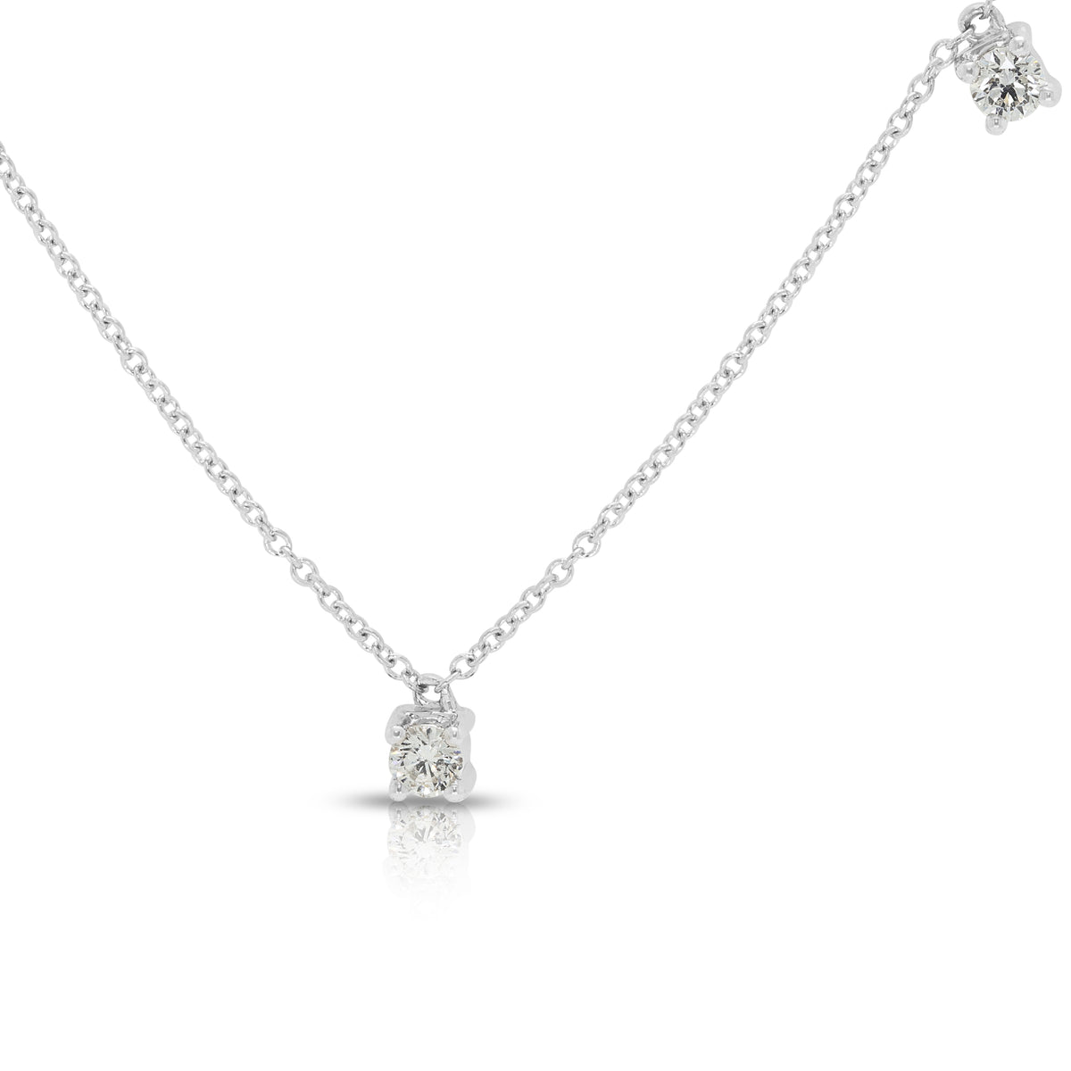 Elegant 0.40ct Natural Diamond Five Station Necklace in 18K White Gold
