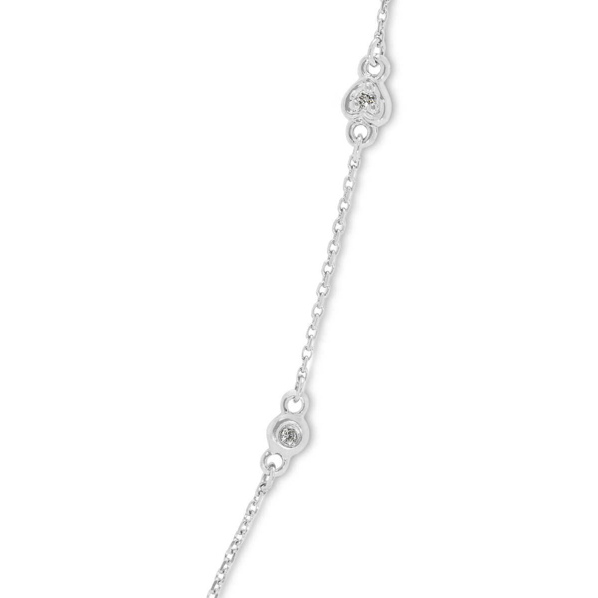 Elegant Lee Hwa Jewelry 0.15ct Natural Diamond Station Necklace in 18K White Gold
