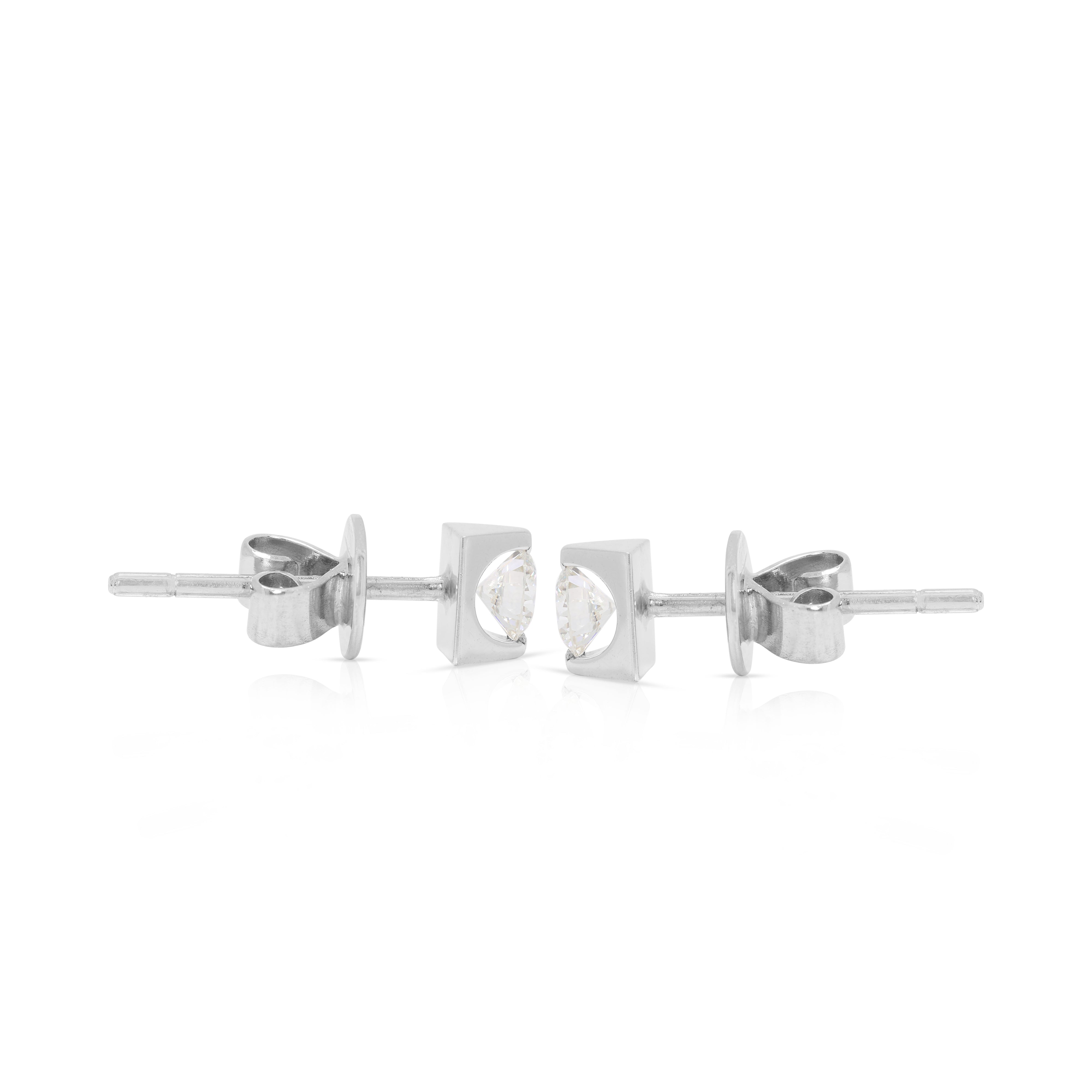 Elegant 0.30ct Round Brilliant Diamond Earrings in 18K White Gold