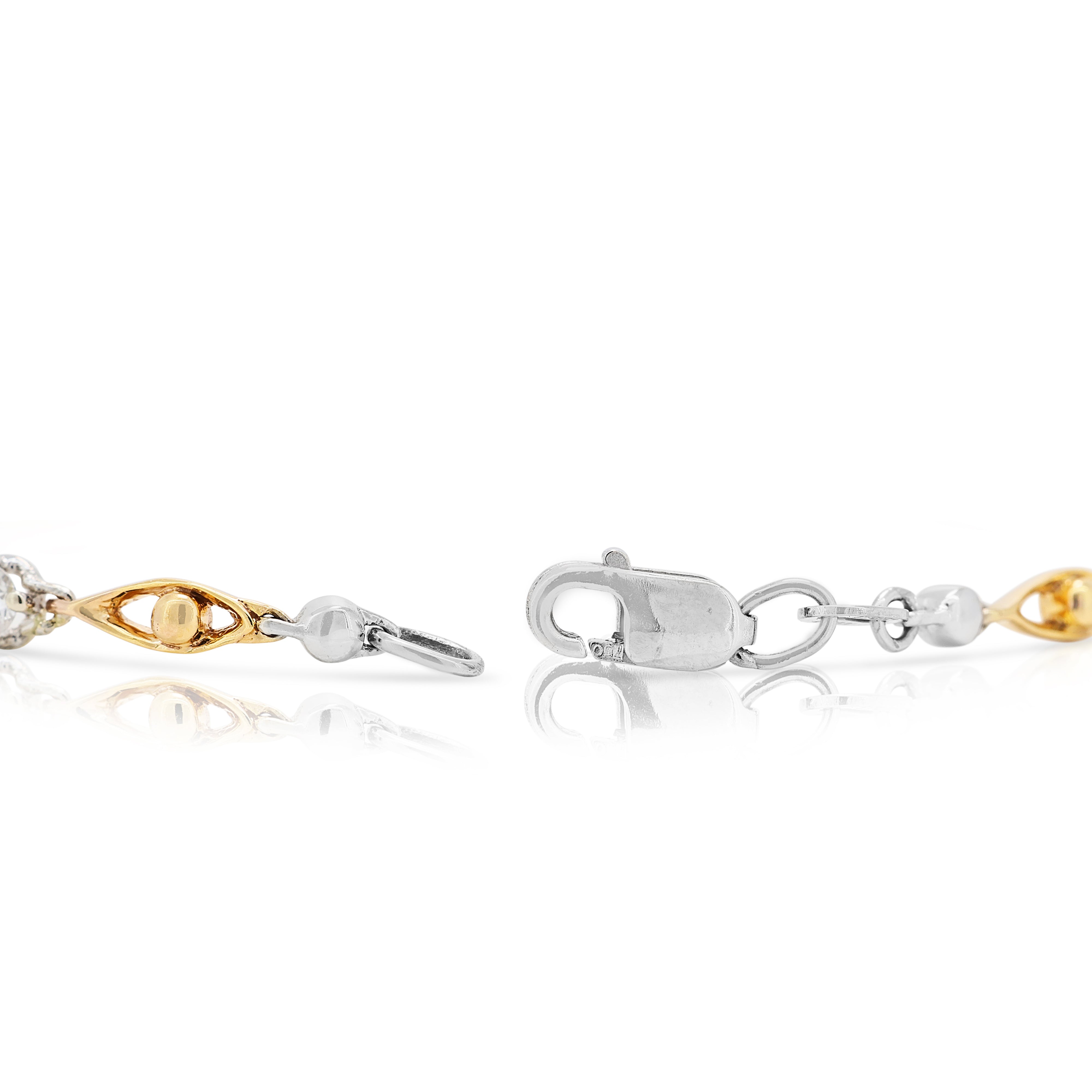 Exquisite 0.68ct Natural Diamond Bracelet in 18K Two-Toned Gold (New)