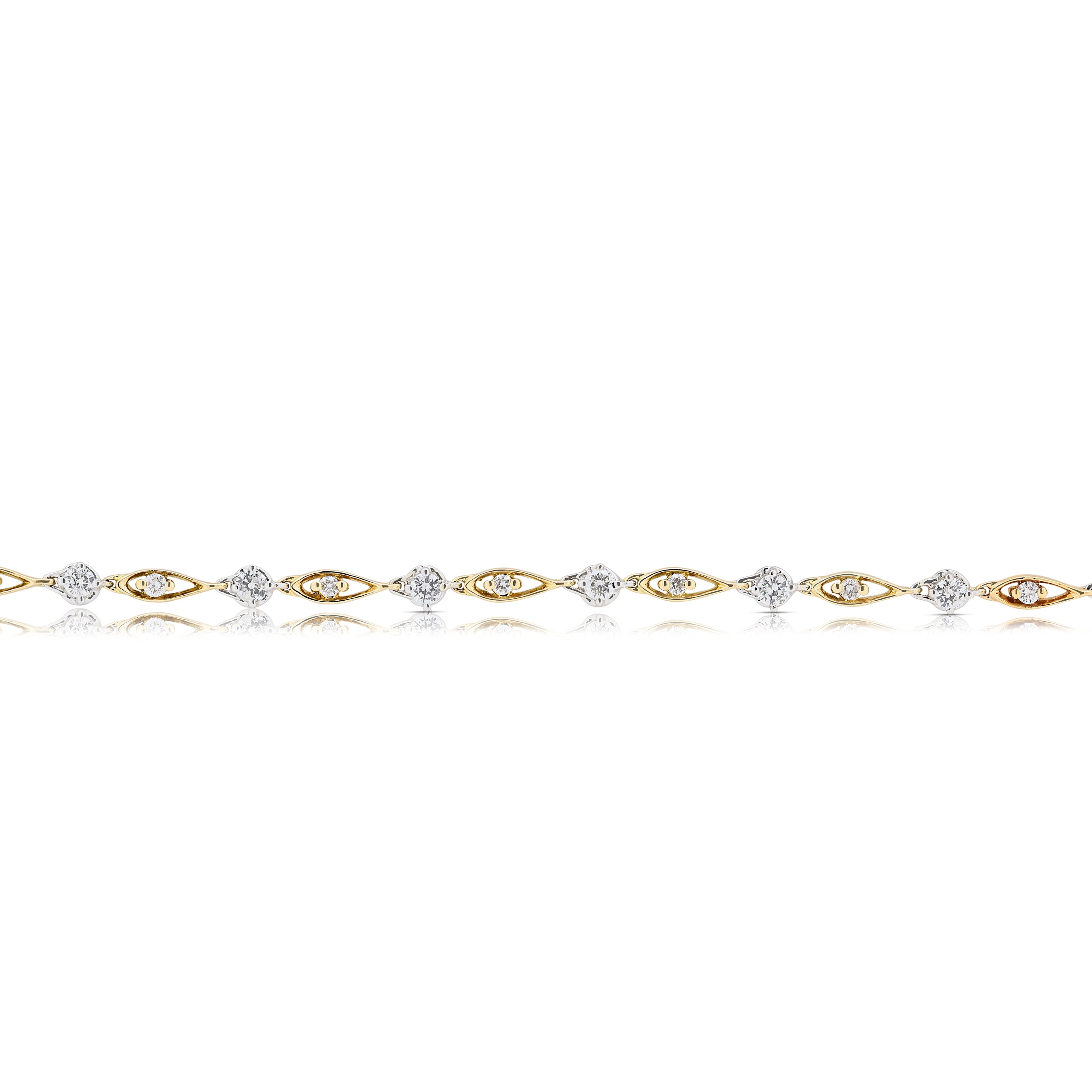 Exquisite 0.68ct Natural Diamond Bracelet in 18K Two-Toned Gold (New)