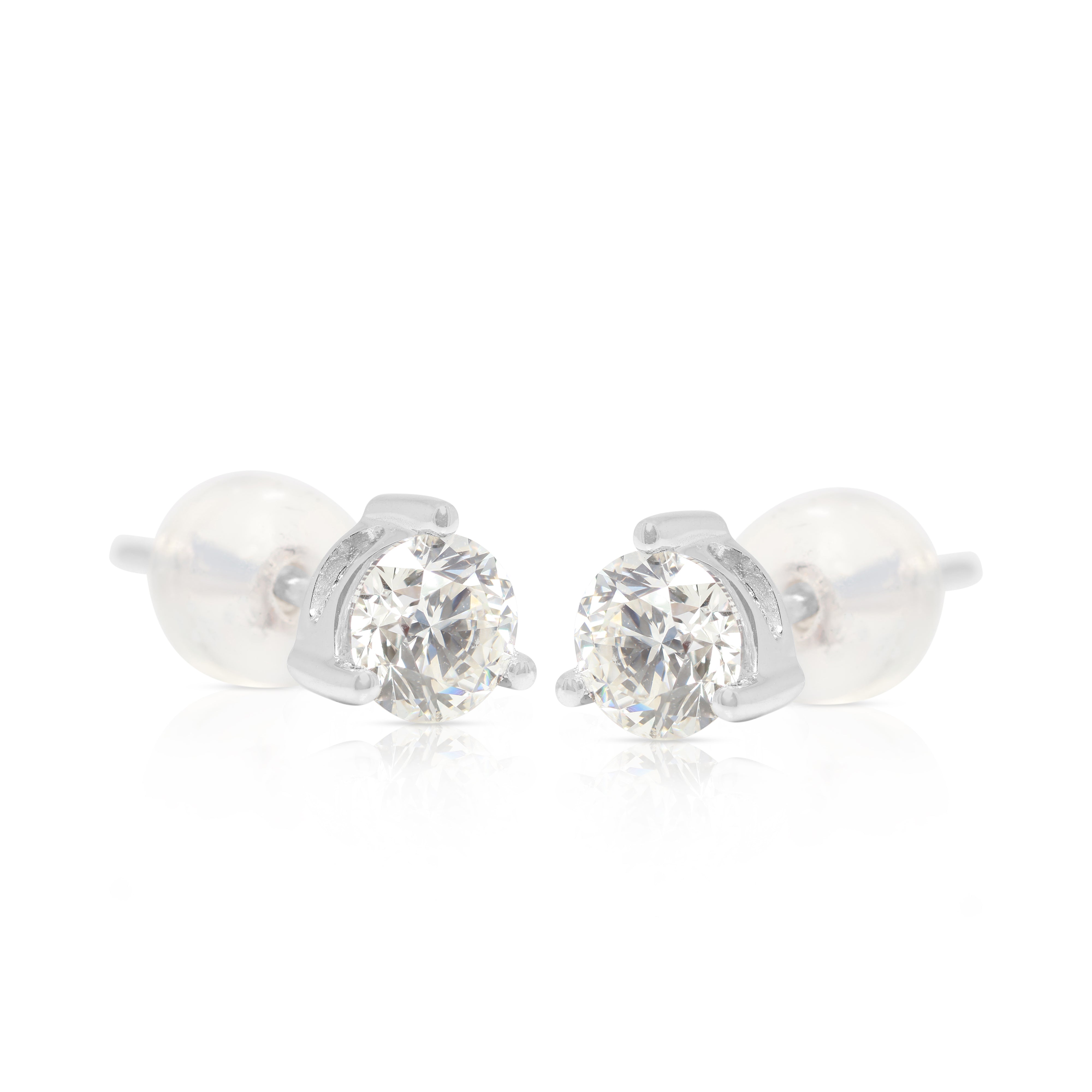 Dazzling 0.80ct Round Brilliant Earrings in 18K White Gold