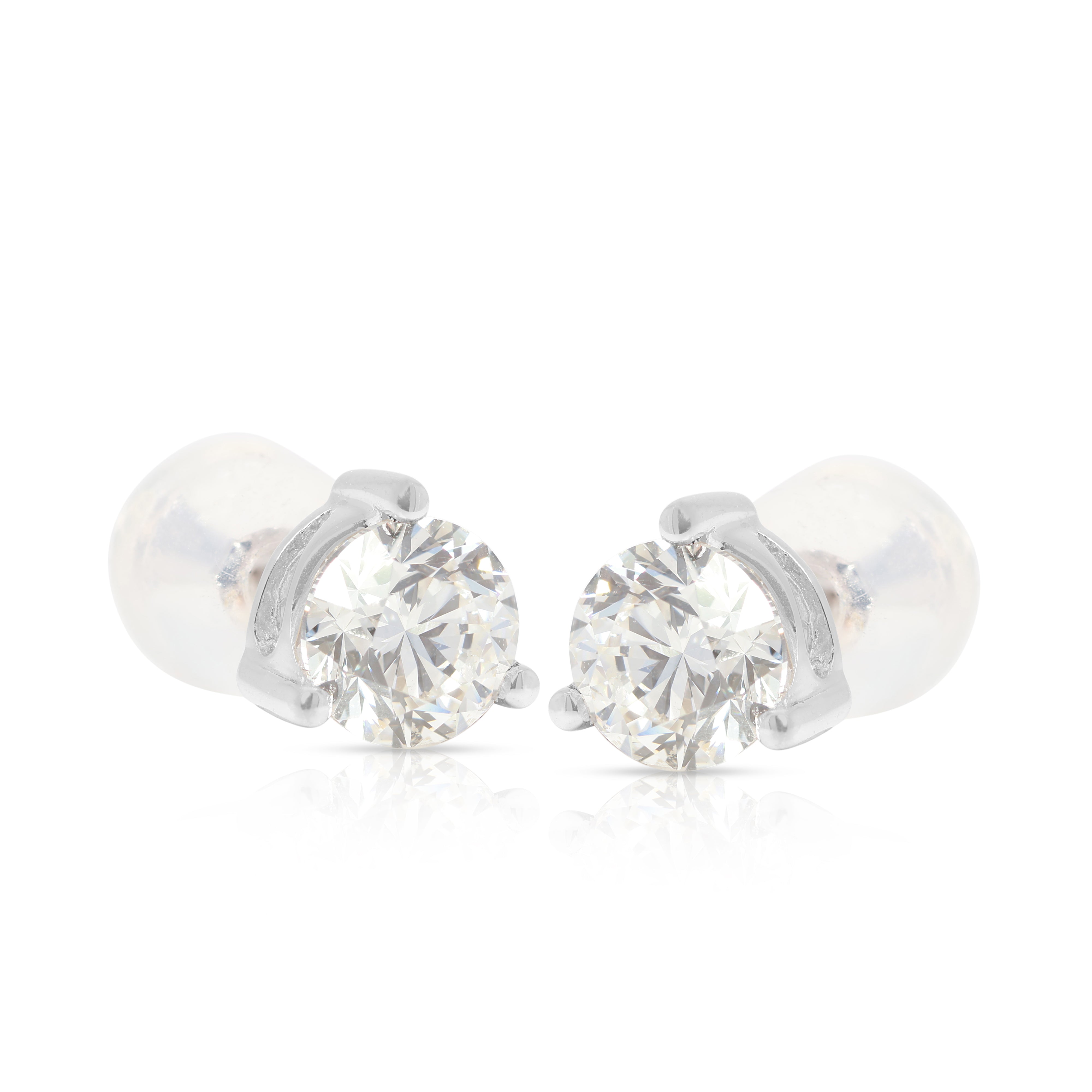 Dazzling 0.80ct Round Brilliant Earrings in 18K White Gold