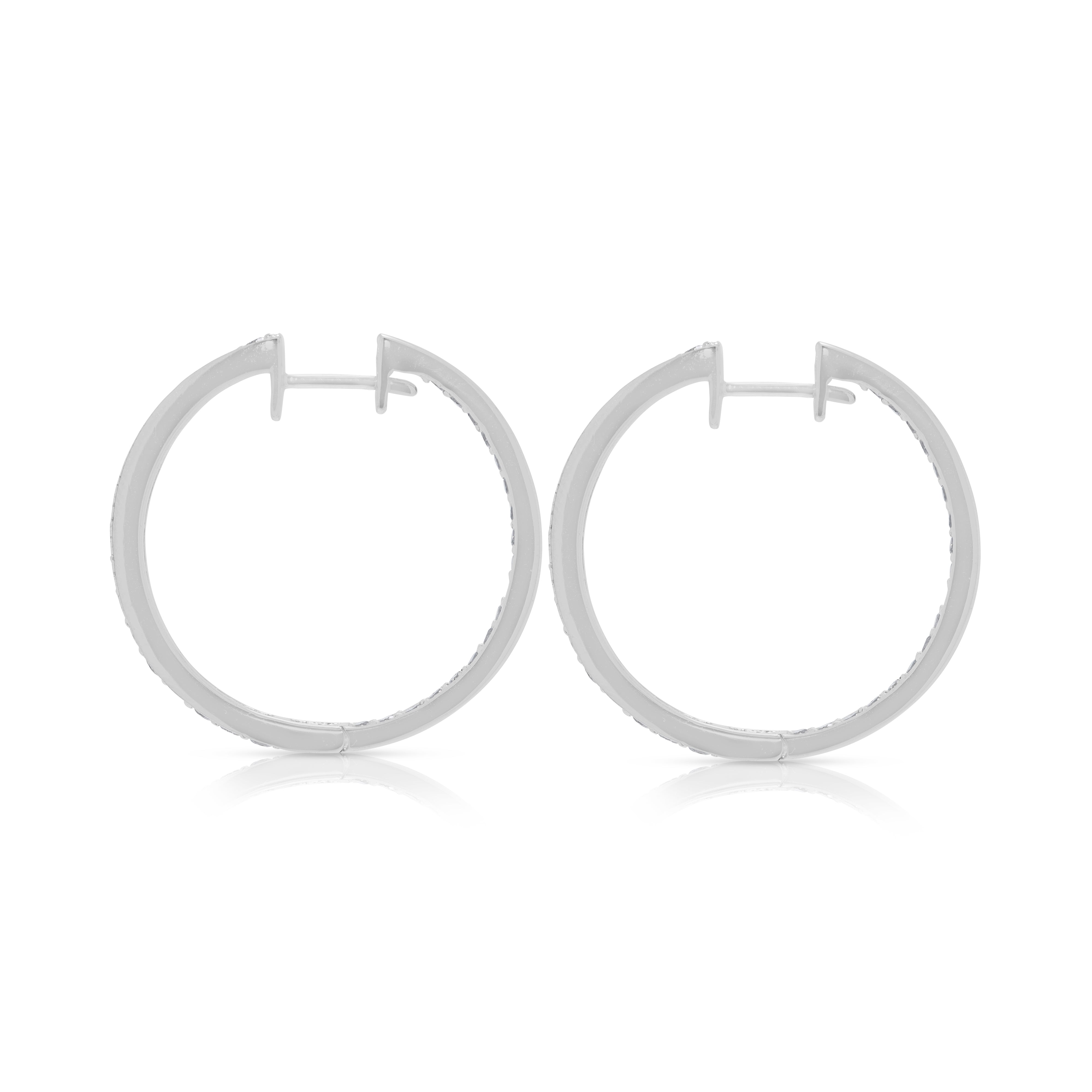 Dazzling 1.44ct Natural Diamond Hoop Earrings in 18K White Gold