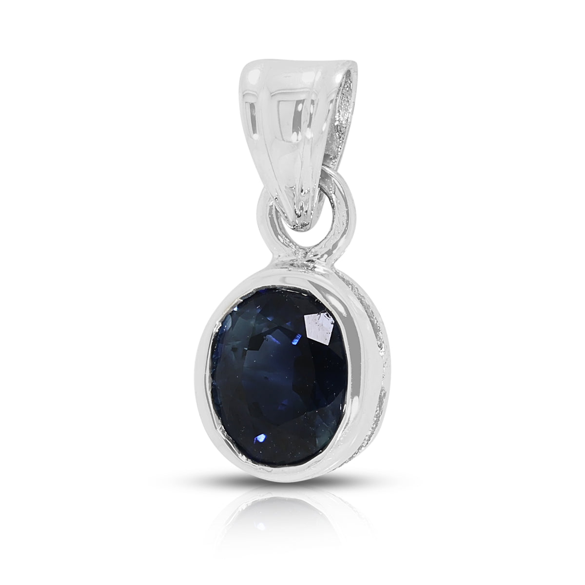 Elegant 0.70ct Natural Blue Sapphire Bezel Pendant in 18K White Gold